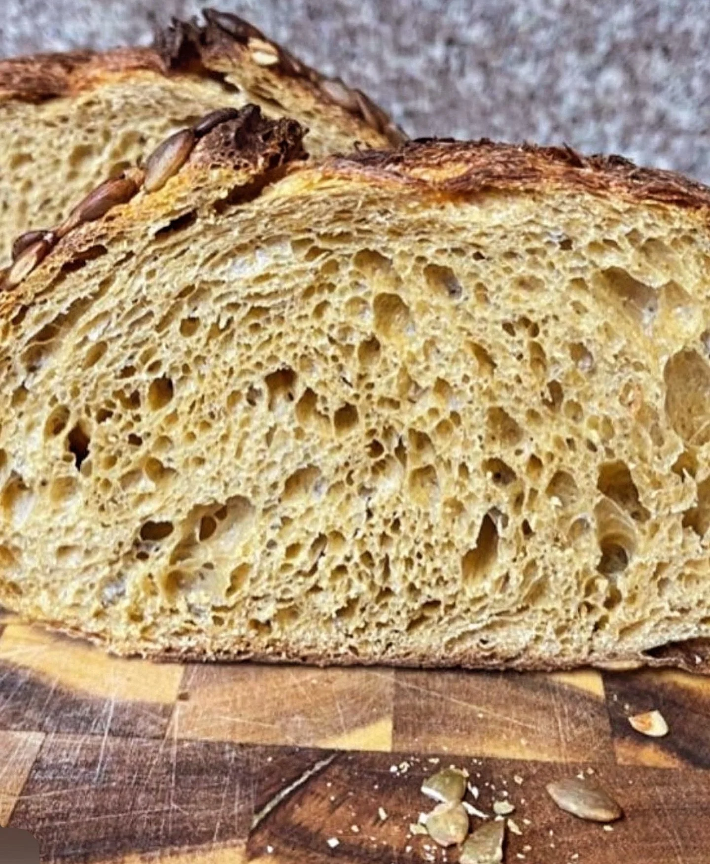 Saturday 11/8 bread menu options:
Order porch pick up online link in my bio
Or visit me in Elk Grove, Saturday morning Farmer&rsquo;s Market
Butternut squash, pumpkin seed sourdough

Salted lemon, rosemary, sourdough 

Traditional sourdough 

Porridg