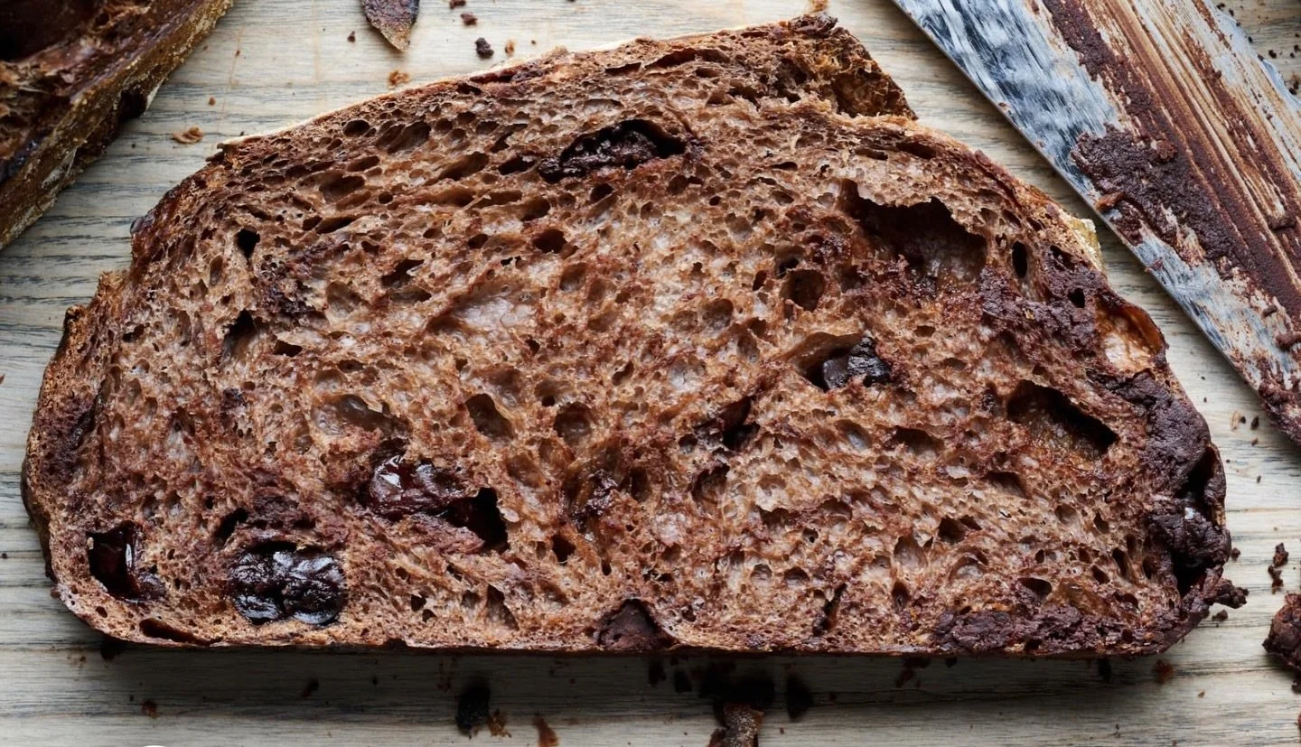 Chocolate Cherry sourdough 🙌🏼
Available this Saturday 4/25 order online or come out to the Elk Grove farmers market 
Also available: 
Cinnamon, raisin rye, sourdough loaf
Porridge molasses sourdough loaf 
Salted lemon, rosemary sourdough 
Tradition