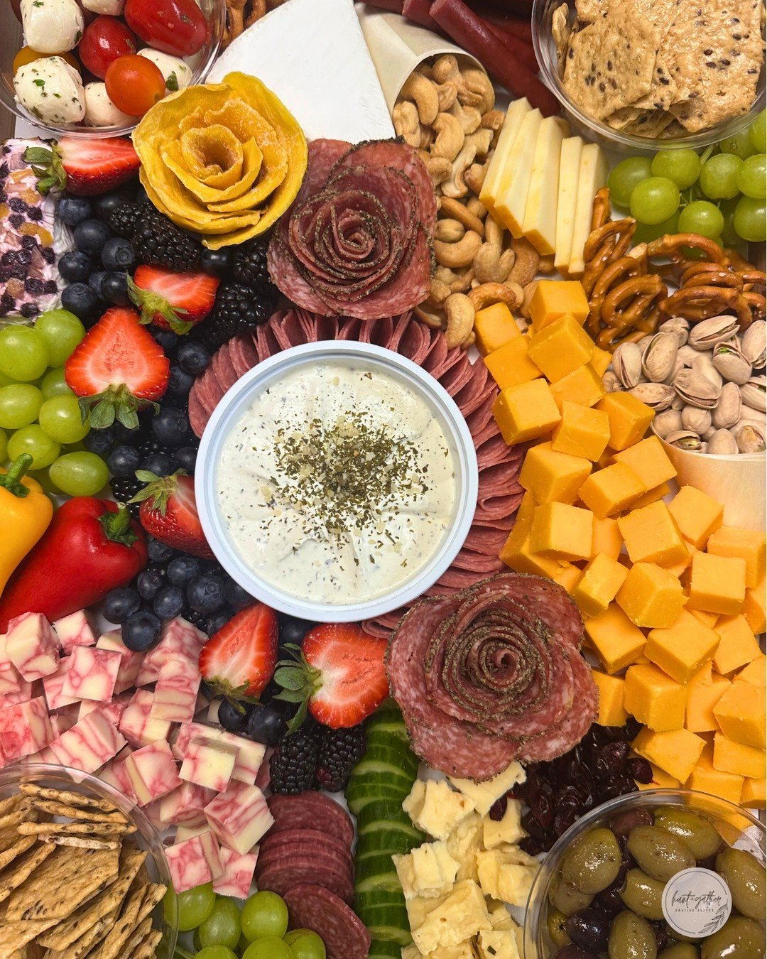 These colors. These flavors. *chef's kiss* 

#HuntAndGatherGrazing #Charcuterie #SmallBusiness #DowntownLaCrosse