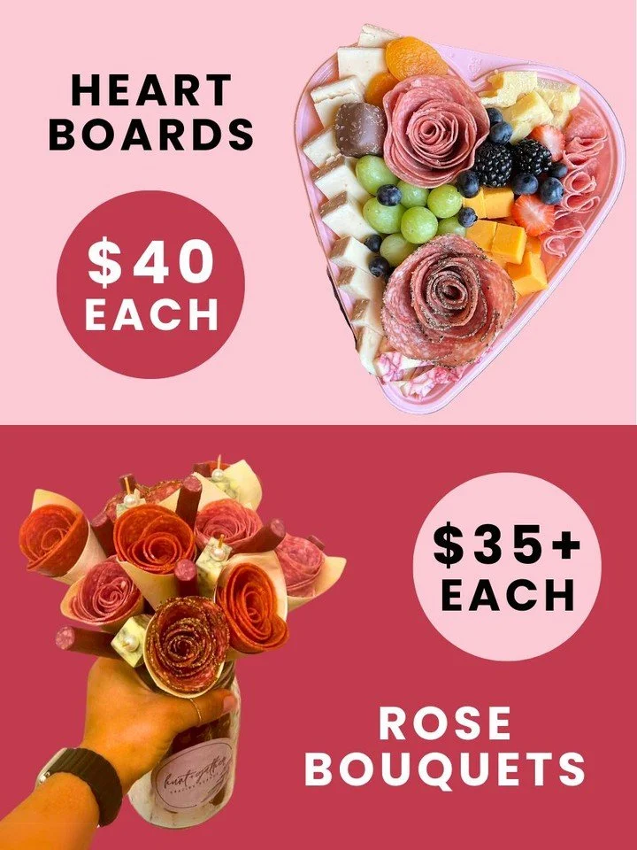 🥰 Just In Time for Your Valentine 🥰 Valentine's Day is coming soon, and we have rose bouquets and heart boards available! Pre-order yours today at: https://loom.ly/26LQny0

#HuntAndGatherGrazing #ValentinesDay #OrderToday #Charcuterie #Bouquet #Sma