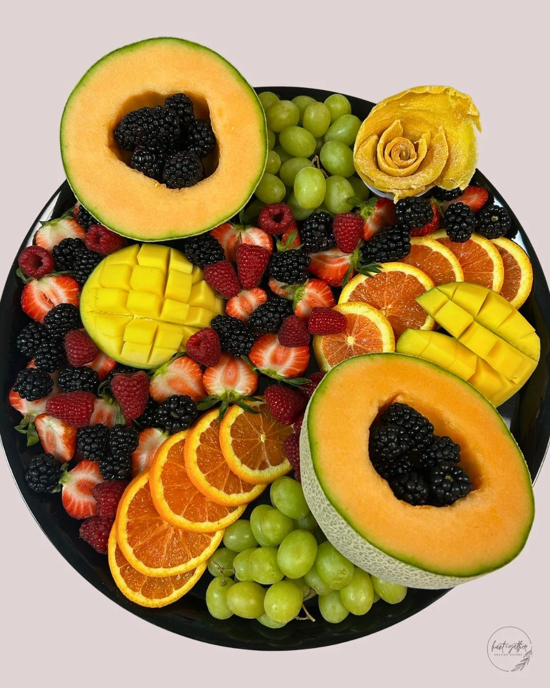 Fresh, fun, and full of color 🍊🍓🥭 Fruit at its finest! 

#HuntAndGatherGrazing #Charcuterie #FruitBoard #SmallBusiness #DowntownLaCrosse