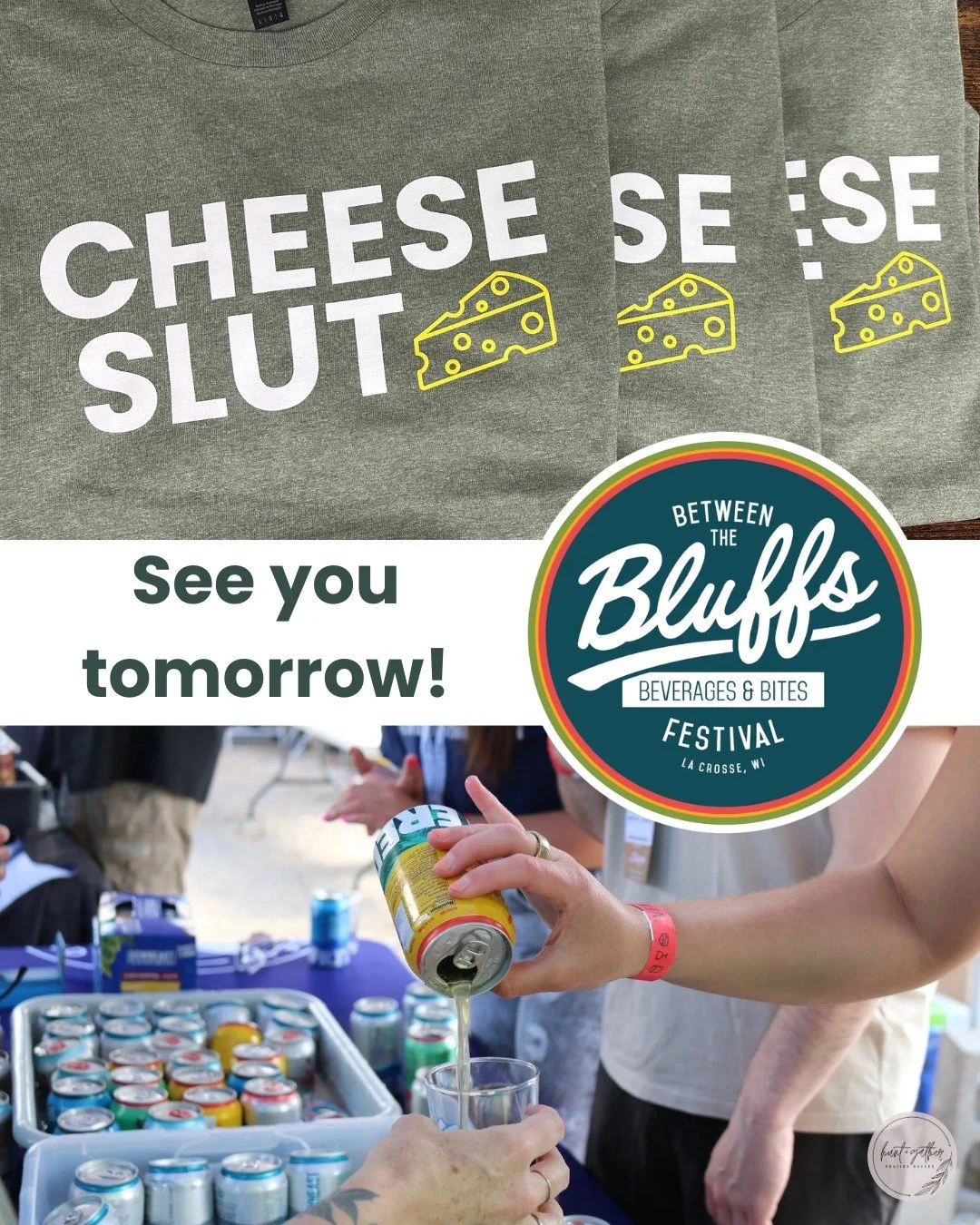 Tomorrow's the day! @betweenthebluffsofficial Beverages &amp; Bites Festival at the Oktoberfest Grounds 🍺🍷🧀 We'll have shirts for sale! Hope to see you there! 

Tickets still available https://loom.ly/RDRLatM

#HuntAndGatherGrazing #Charcuterie #B