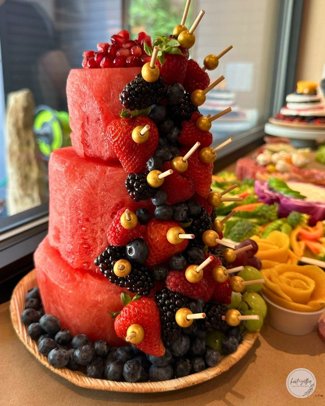 Watermelon, but make it cake 🍉🍰 The ultimate summer centerpiece! 

#HuntAndGatherGrazing #Charcuterie #Watermelon #SmallBusiness #DowntownLaCrosse
