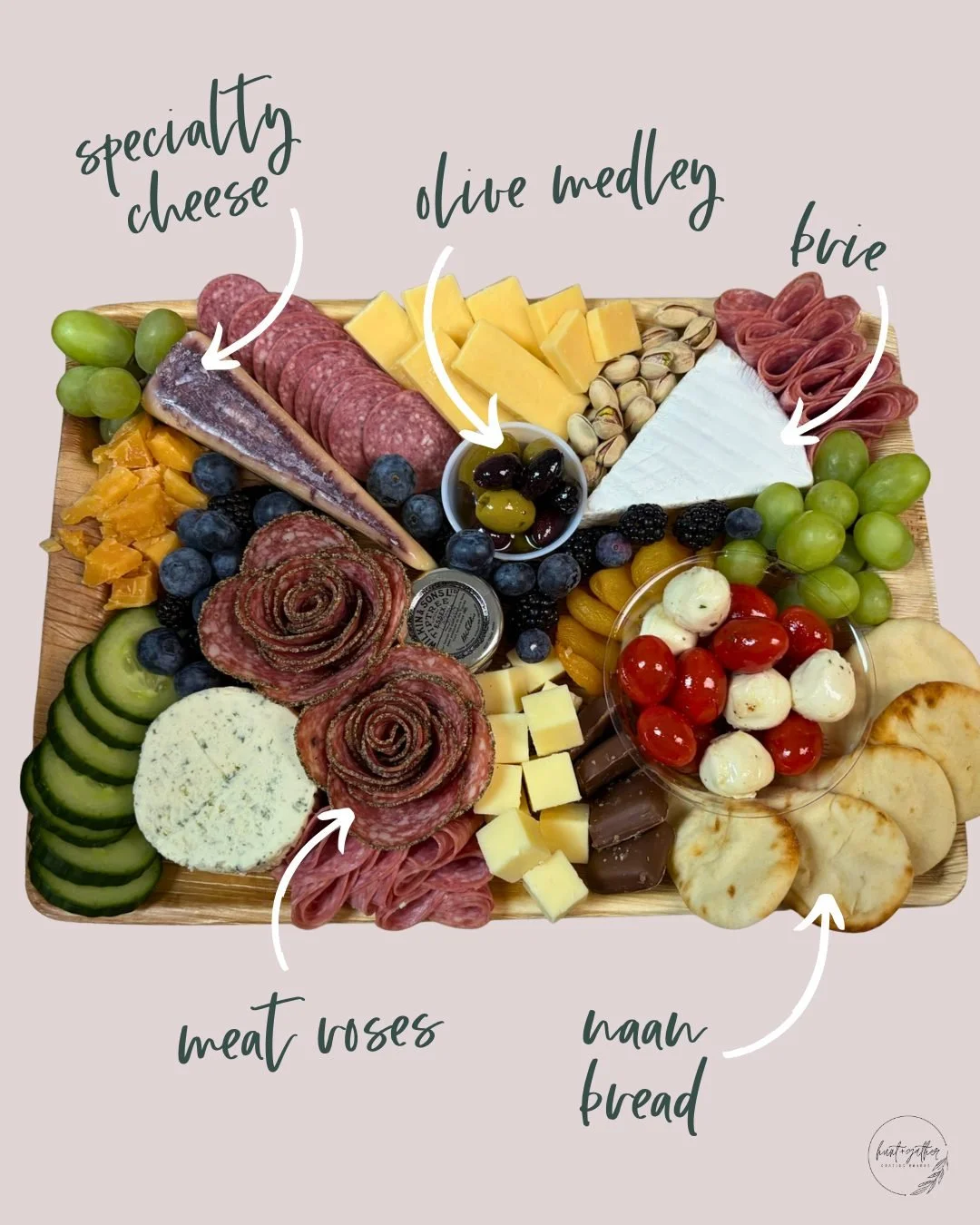A board built around all the good stuff ✨ 

#HuntAndGatherGrazing #Charcuterie #SmallBusiness #DowntownLaCrosse