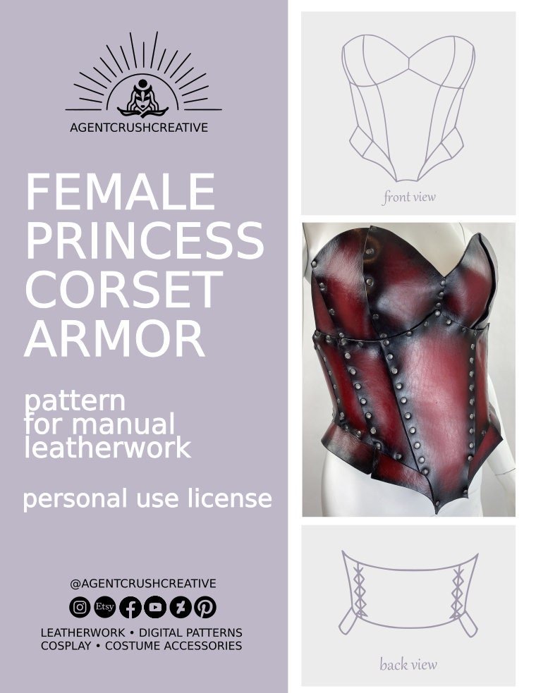 Leather Corset Pattern PDF, Princess Armor, Medieval Armor Pattern