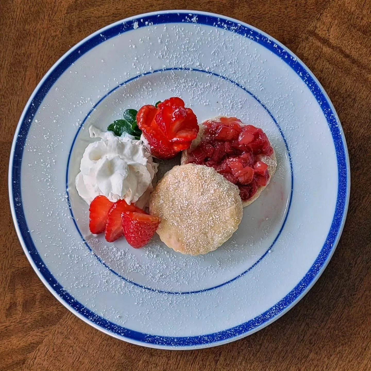 Strawberry Shortcake 

With summer days getting shorter, I'm enjoying the season's best fruits while I can. 
Juicy strawberries inspired this delicious dessert. Homemade biscuits made this strawberry shortcake shine, and non-dairy coconut milk whippe