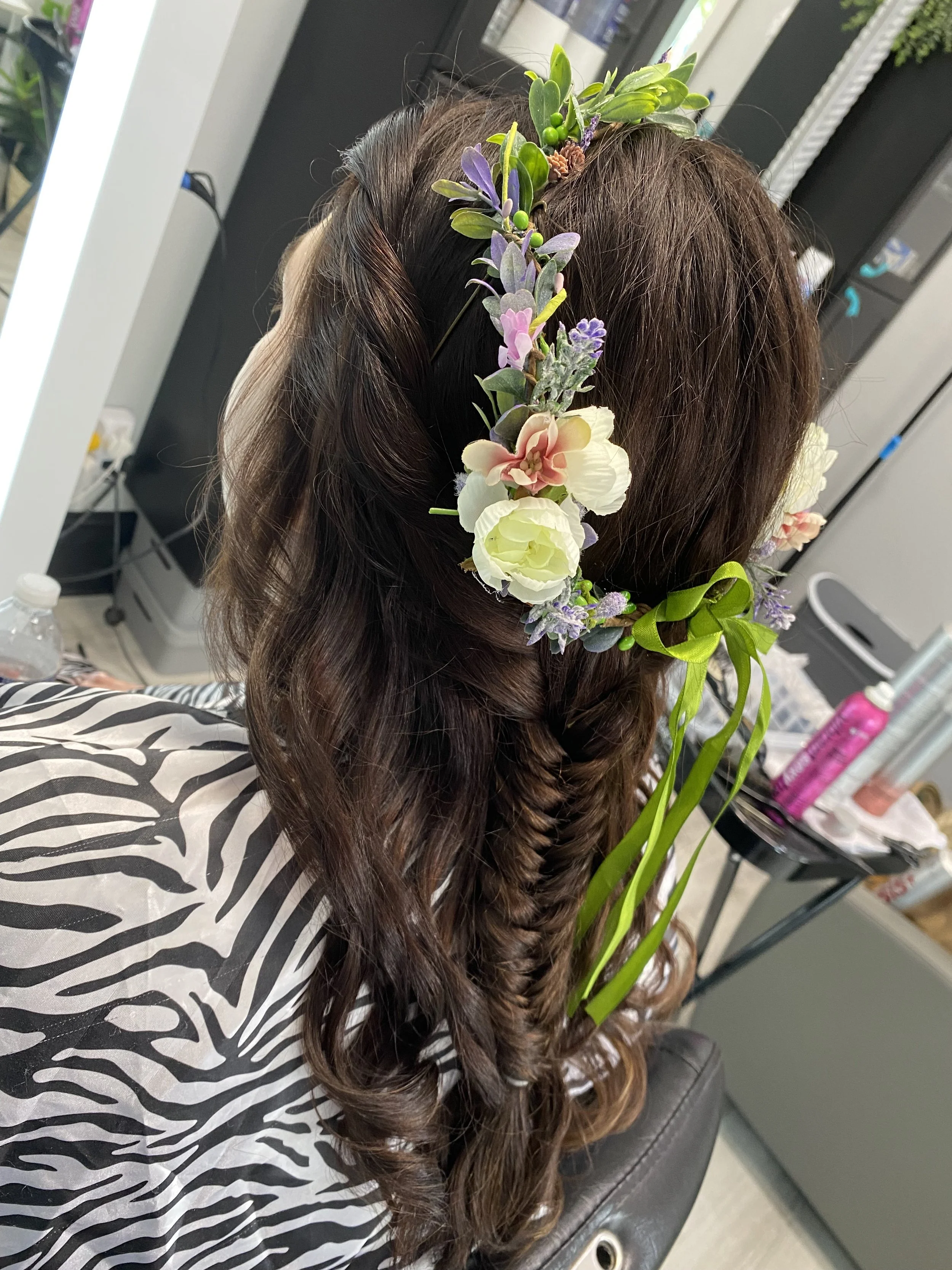 bridal-hair-updo-curled-flower-crown