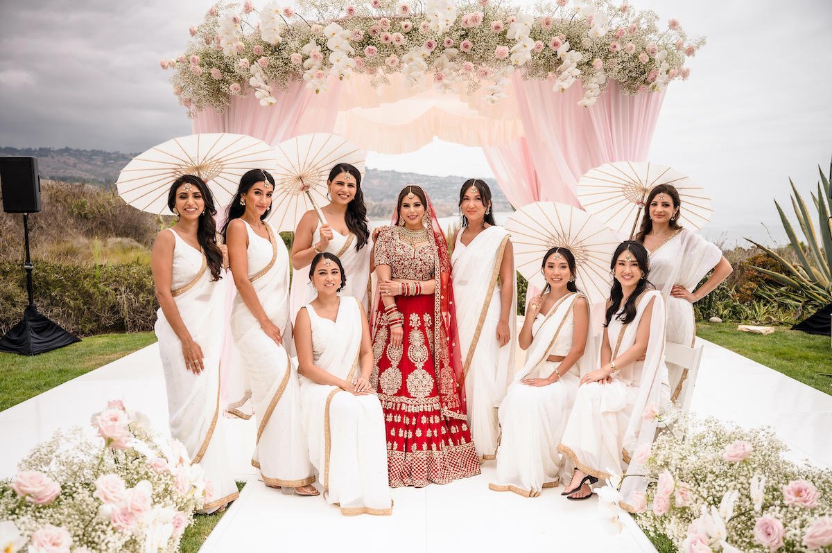  Hindu Bridal Party in Sarees (Saris) at the Terranea Resort 