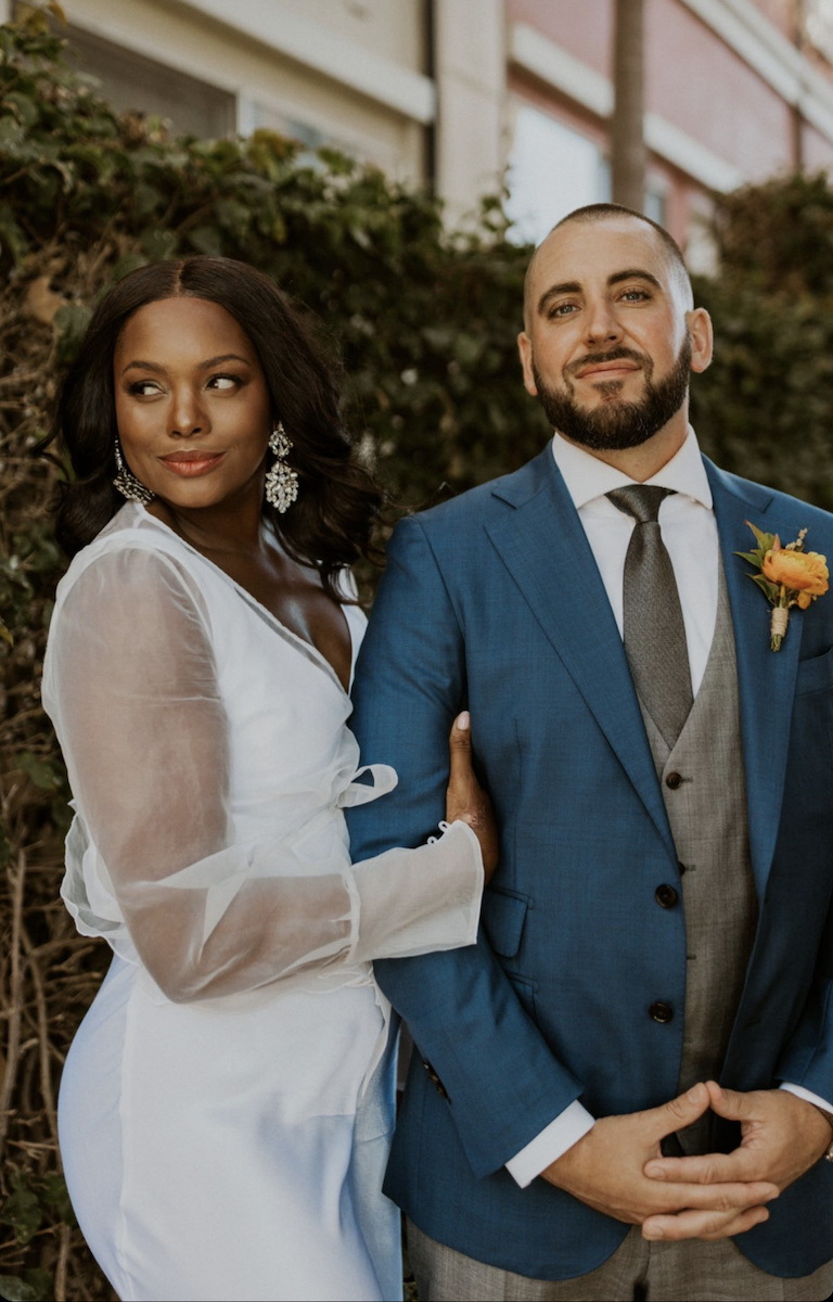 Bride and groom beautiful married pose