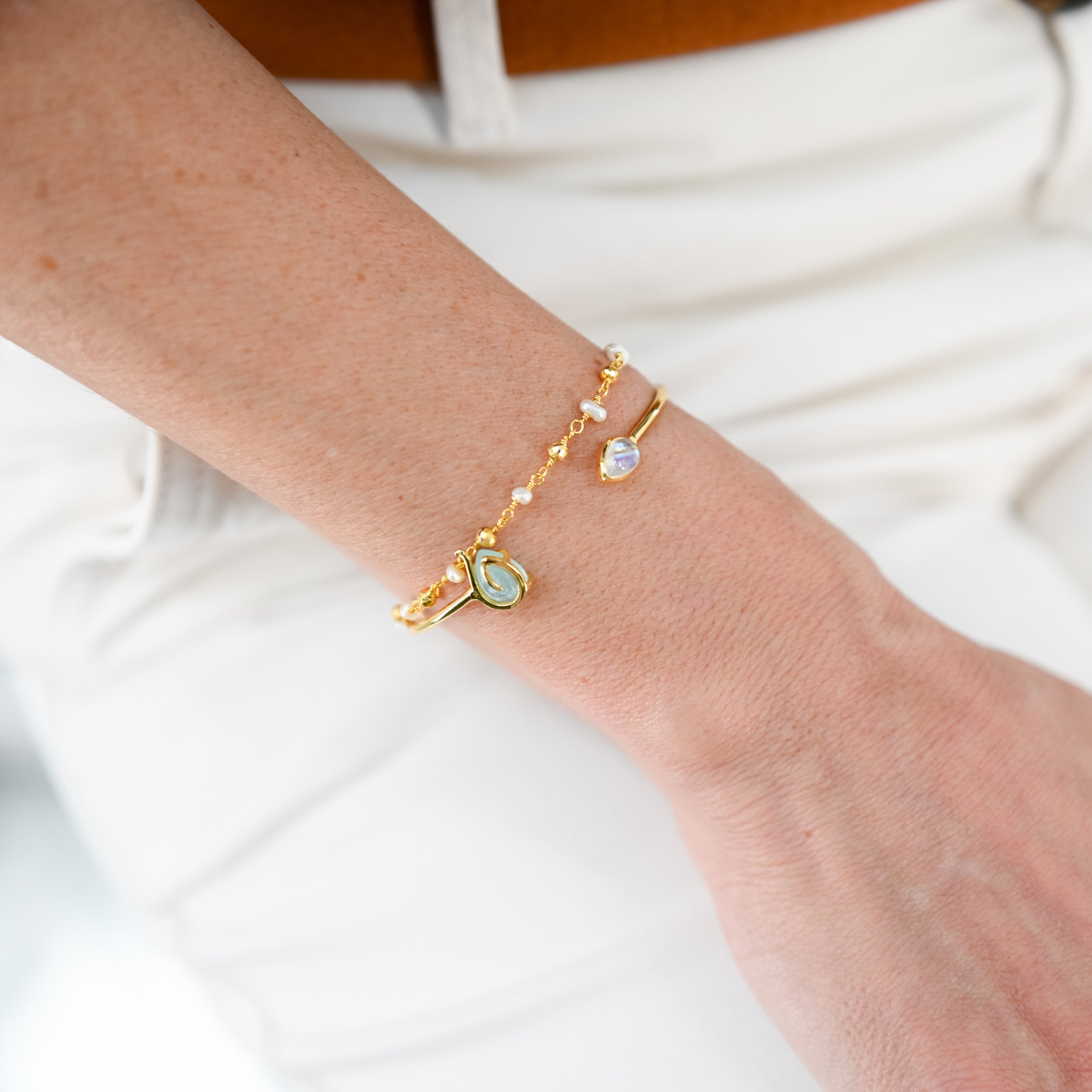 Kimberly James Pearl and golden pyrite Stacking Bracelet LS-5208.jpg