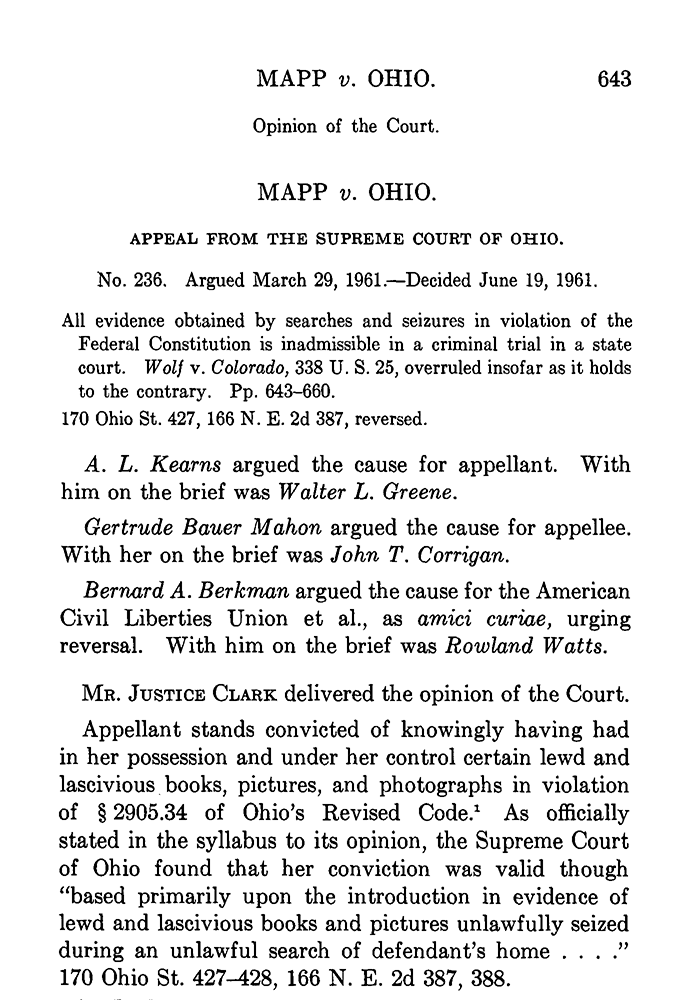 Week Three: The Exclusionary Rule —Mapp v. Ohio (1961) — The War Memorial