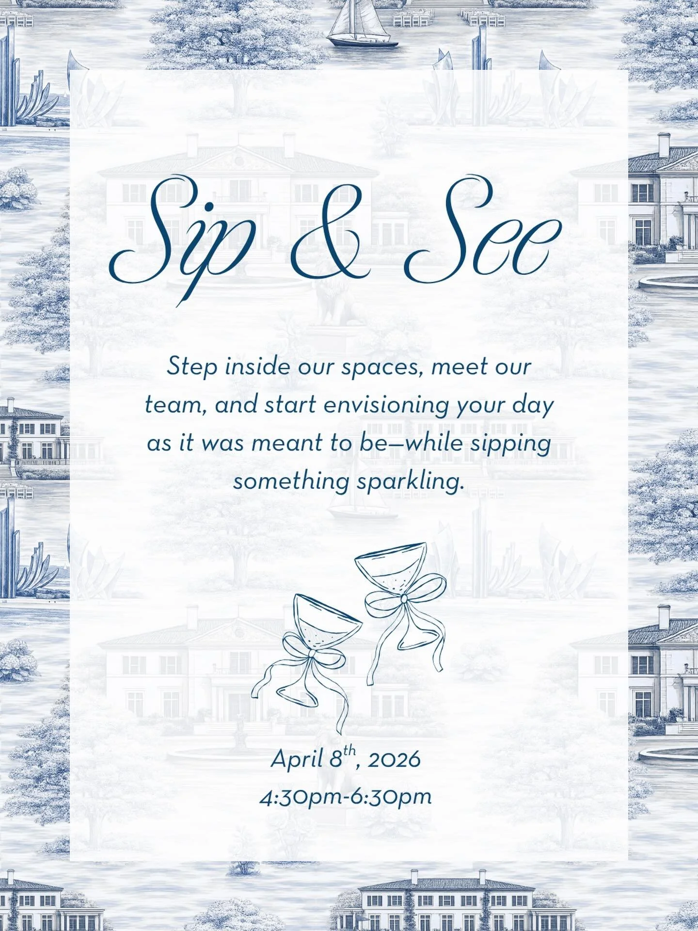 You&rsquo;re engaged! Now what? ✨

Join us for our next monthly open house created for newly engaged couples to explore our spaces, connect with our team, and begin envisioning the celebration ahead. 

Sparkling pours as you explore 🥂

Rsvp is encou