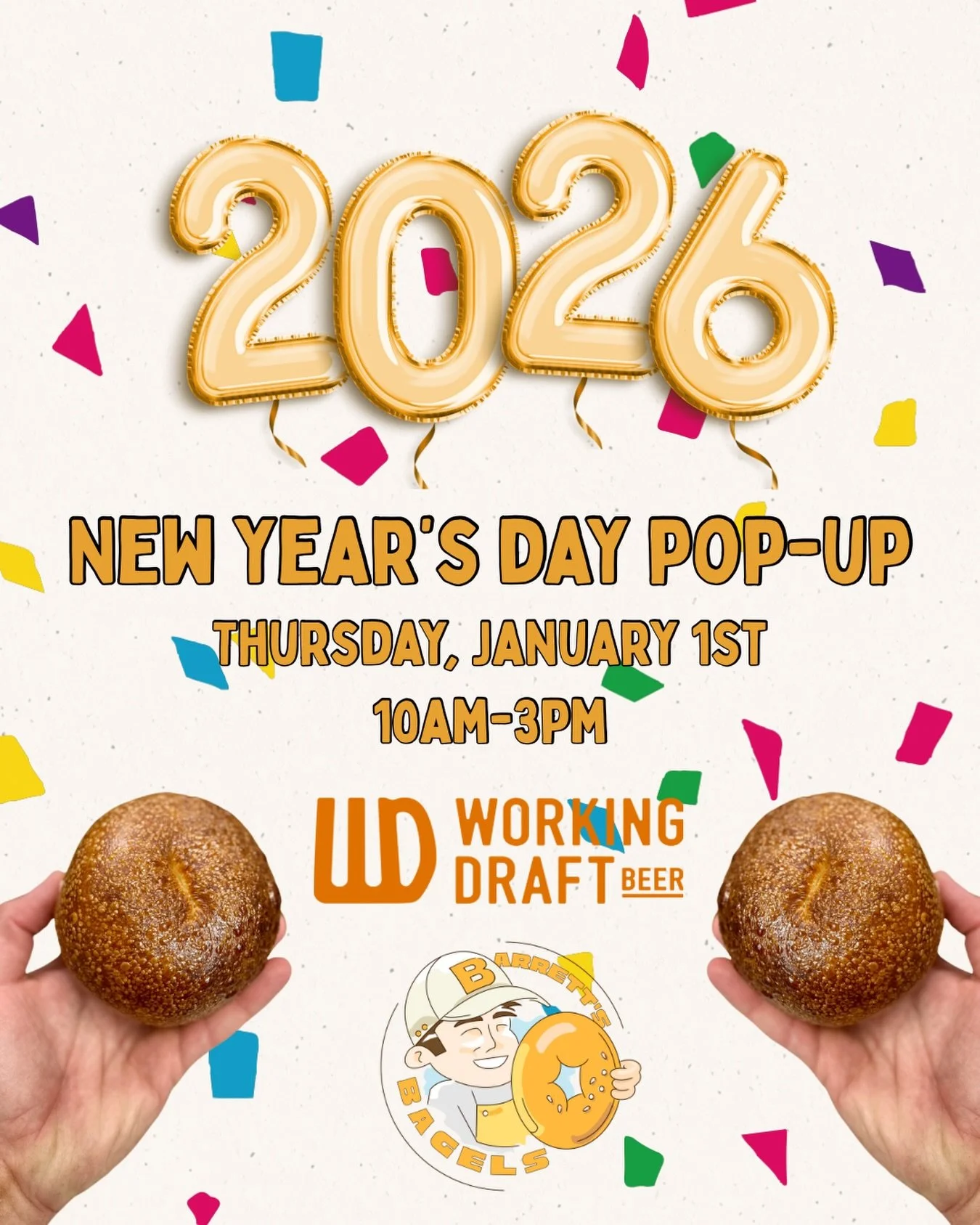 We heard you loud and clear, you want to see us back @workingdraftbeer for another bagel pop-up. Why not start the year off strong? Very excited about this. We will be doing a sandwich only pop-up at the Working Draft taproom on Thursday, January 1st