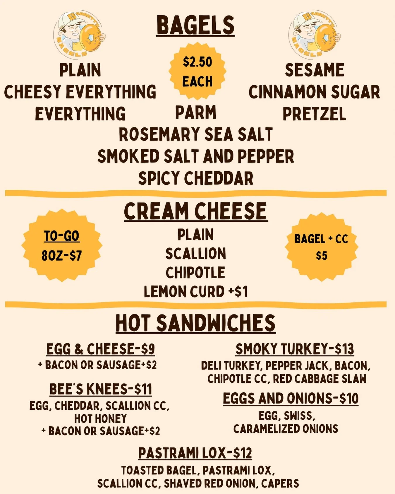 This Sunday, 1/18 we are bringing a full menu to our pop-up at Pasture and Plenty. 1500 bagels, tons of sandwich options, coffee from @pastureandplenty. Come see us. We open at 9! Pre-orders will be packed and ready for you.