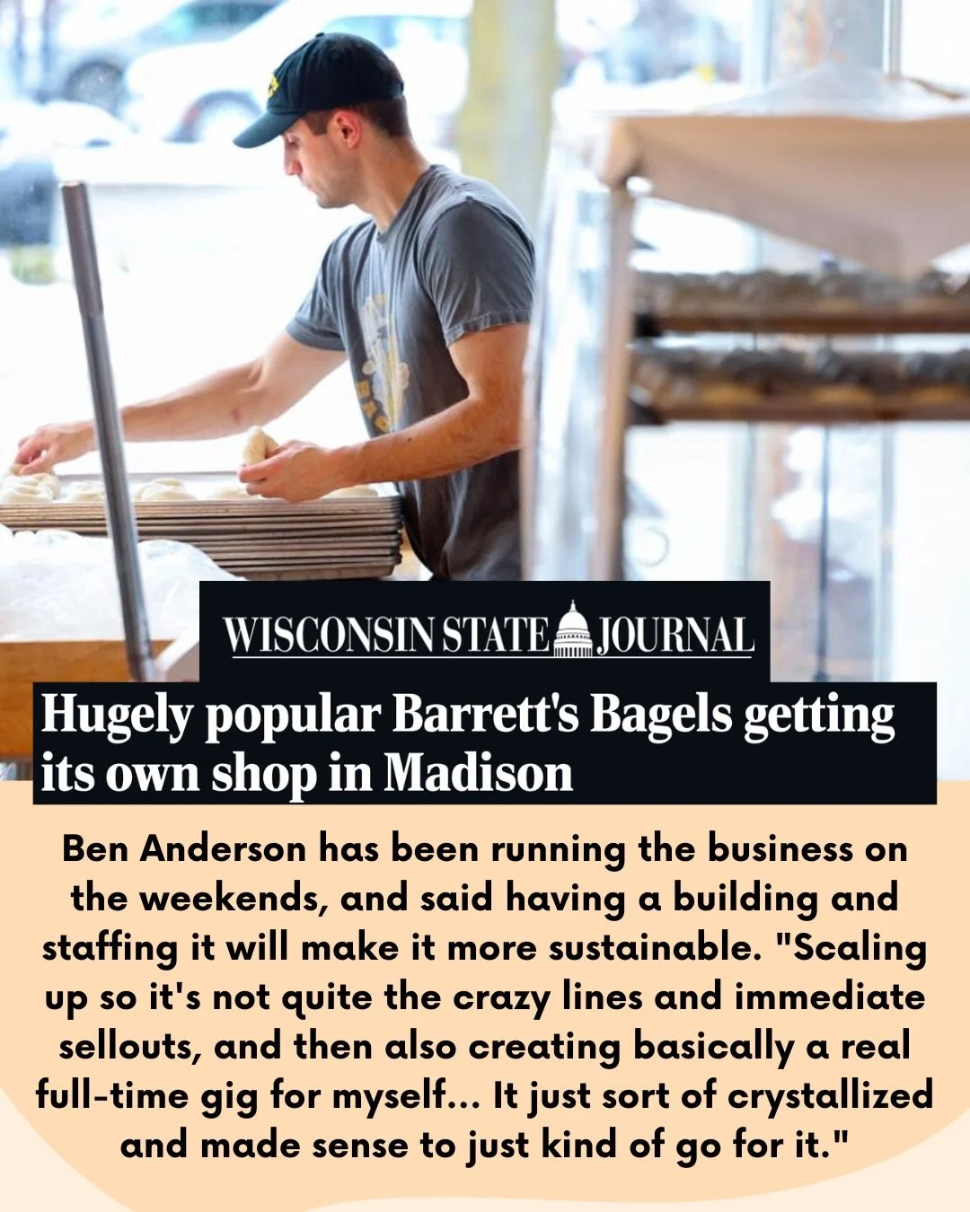 Some really amazing press since announcing our bagel shop opening. Thank you @wistatejournal @madisonmagazine @badgerherald for the features. It&rsquo;s been a wild couple weeks. I feel like it&rsquo;s going in fast motion. The good kind of scary, th