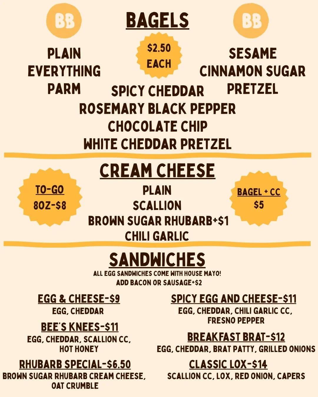 We are back with our full sandwich set-up this Sunday at the @monroestreetfarmersmarket. We are bringing a ton of food, come see us. We start serving at 9AM. Brat patties, rhubarb cream cheese, all the classics, it&rsquo;s market season!