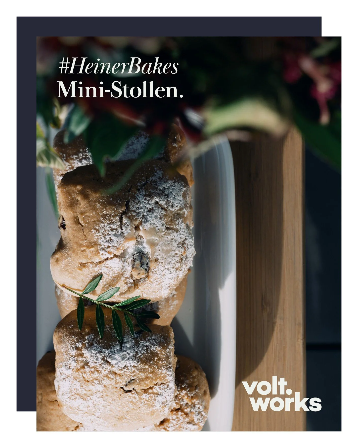 Almonds, raisins, marzipan, and chocolate &mdash; hand-folded into little holiday loaves that make you want to take a little break from work and have a breather. Thanks Heiner.

#HeinerBakes #voltcommunity #coworkingm&uuml;nster #ministollen