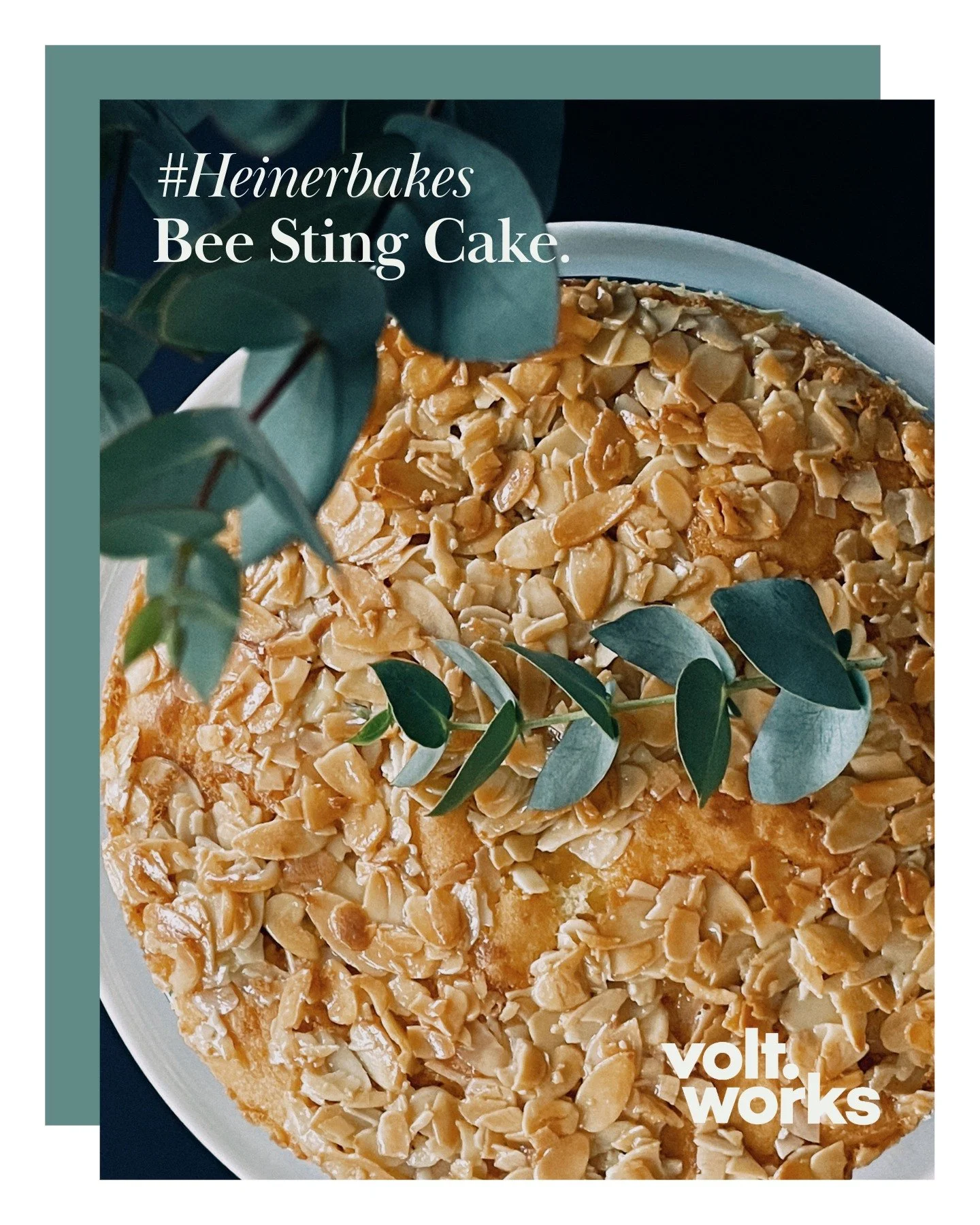 Back by popular demand! Another Bienenstich, perfected down to the last caramelized almond. #HeinerBakes #coworkingm&uuml;nster #voltworkscommunity