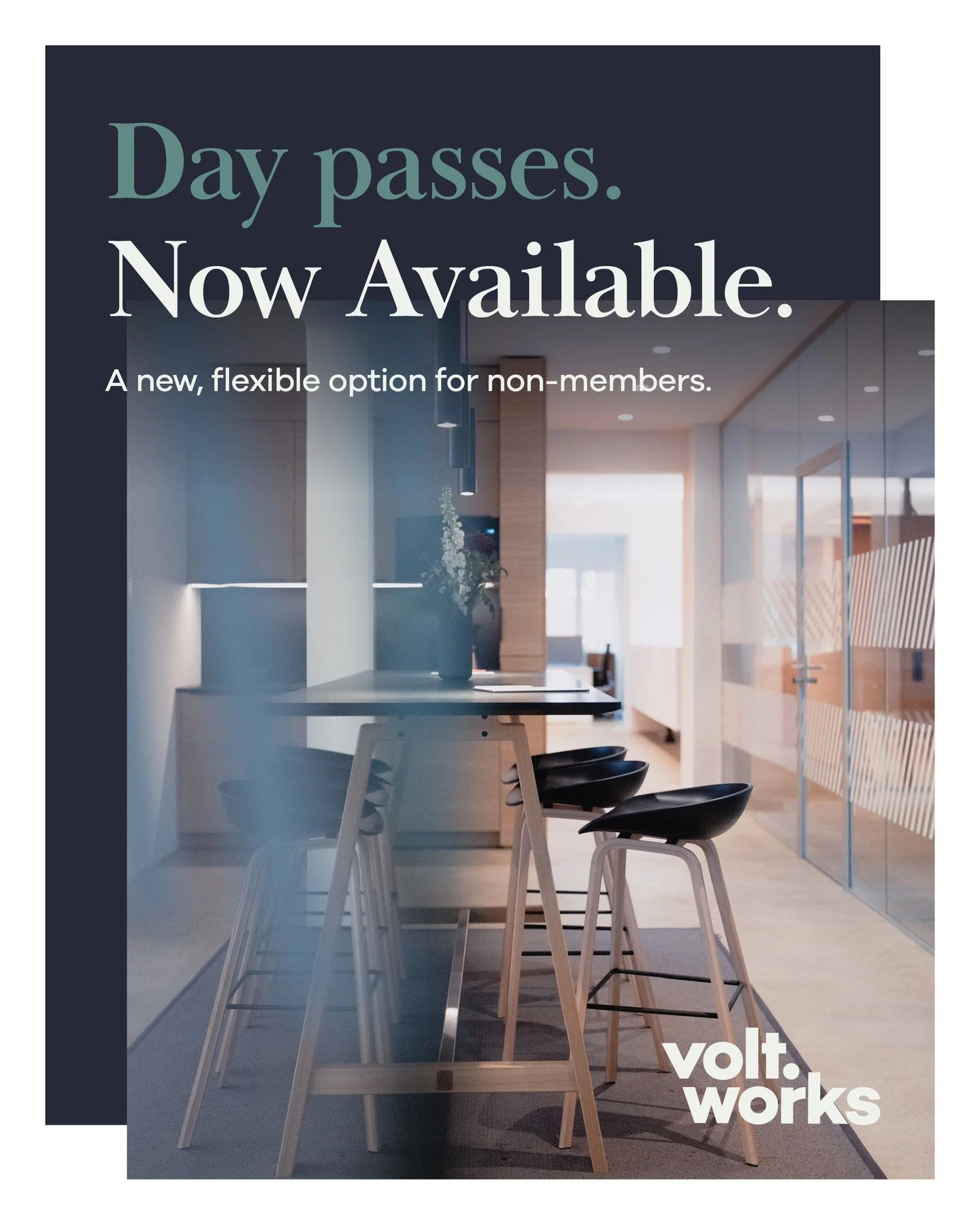 Drop-In Pass &ndash; Your Flexible Day Access to volt.works

With our Drop-In Pass, you get day-based access to the shared areas at volt.works, no membership required.

You&rsquo;ll have access to:
&ndash; High tables
&ndash; A relaxed lounge area
&n