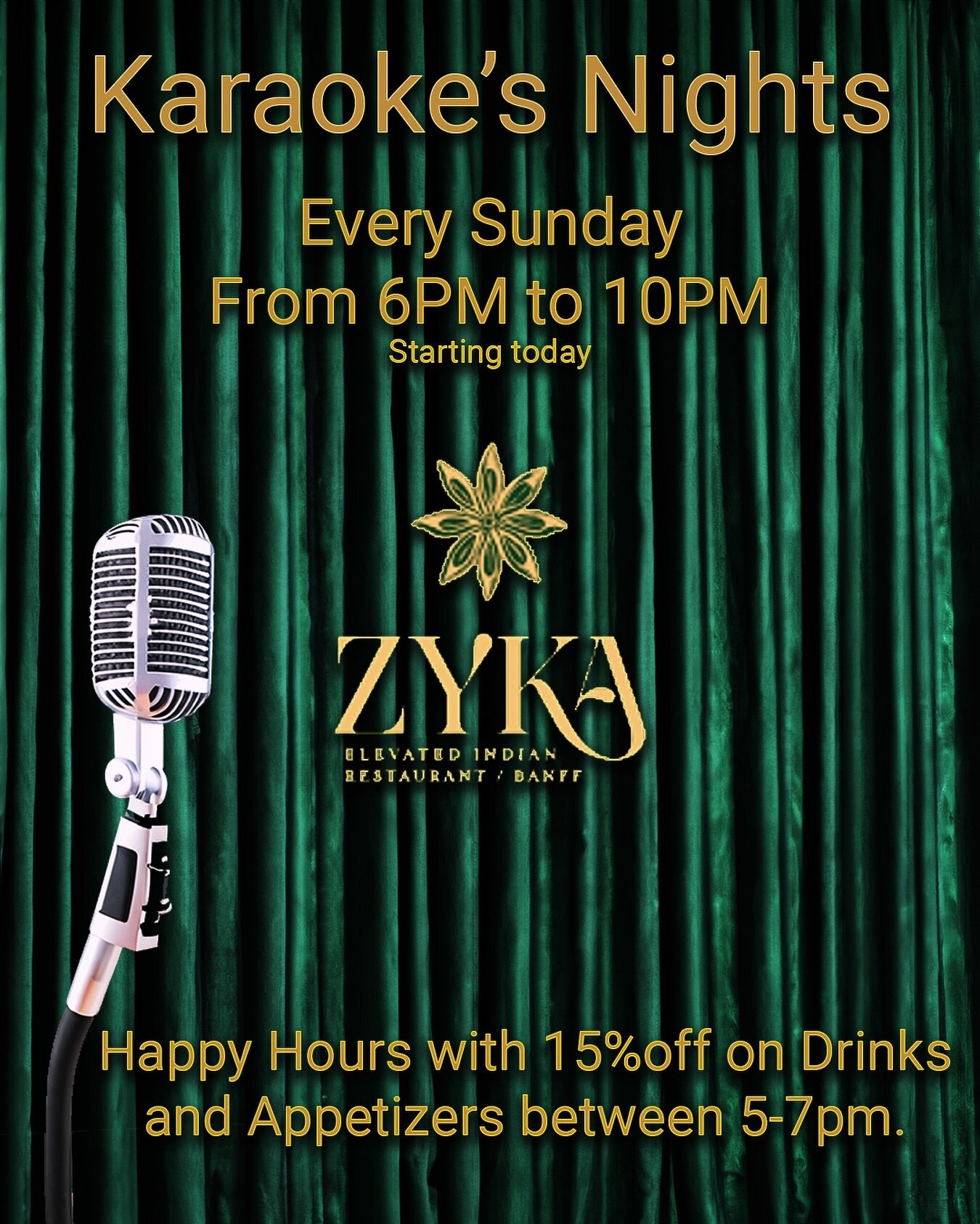 Get your vocal cords ready for the best Sunday Funday in town! Our Karaoke Night on Sunday offers the perfect combination of a VIP room, happy hour specials, and of course, karaoke. 
Come join us between 6-10pm and take advantage of our 15% off on dr