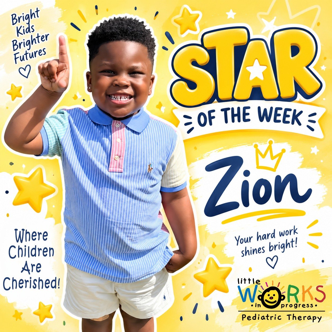 Give a High Five to our Little Works Star, Zion! 👑