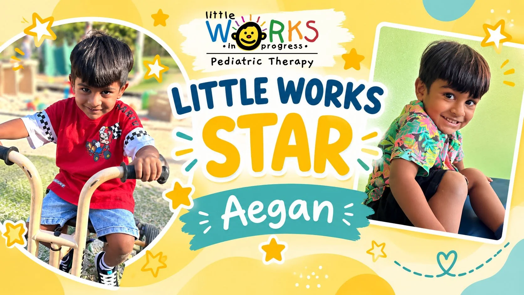 Give a thumbs up to Aegan, our Little Works STAR! 🤩