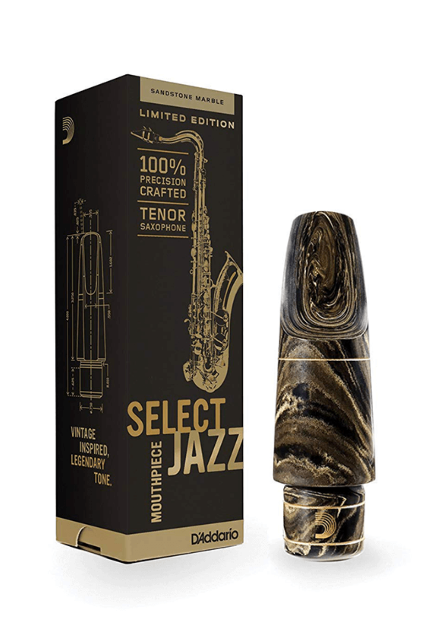 D'Addario Select Jazz Tenor Saxophone Mouthpiece - Sandstone Marble Finish
