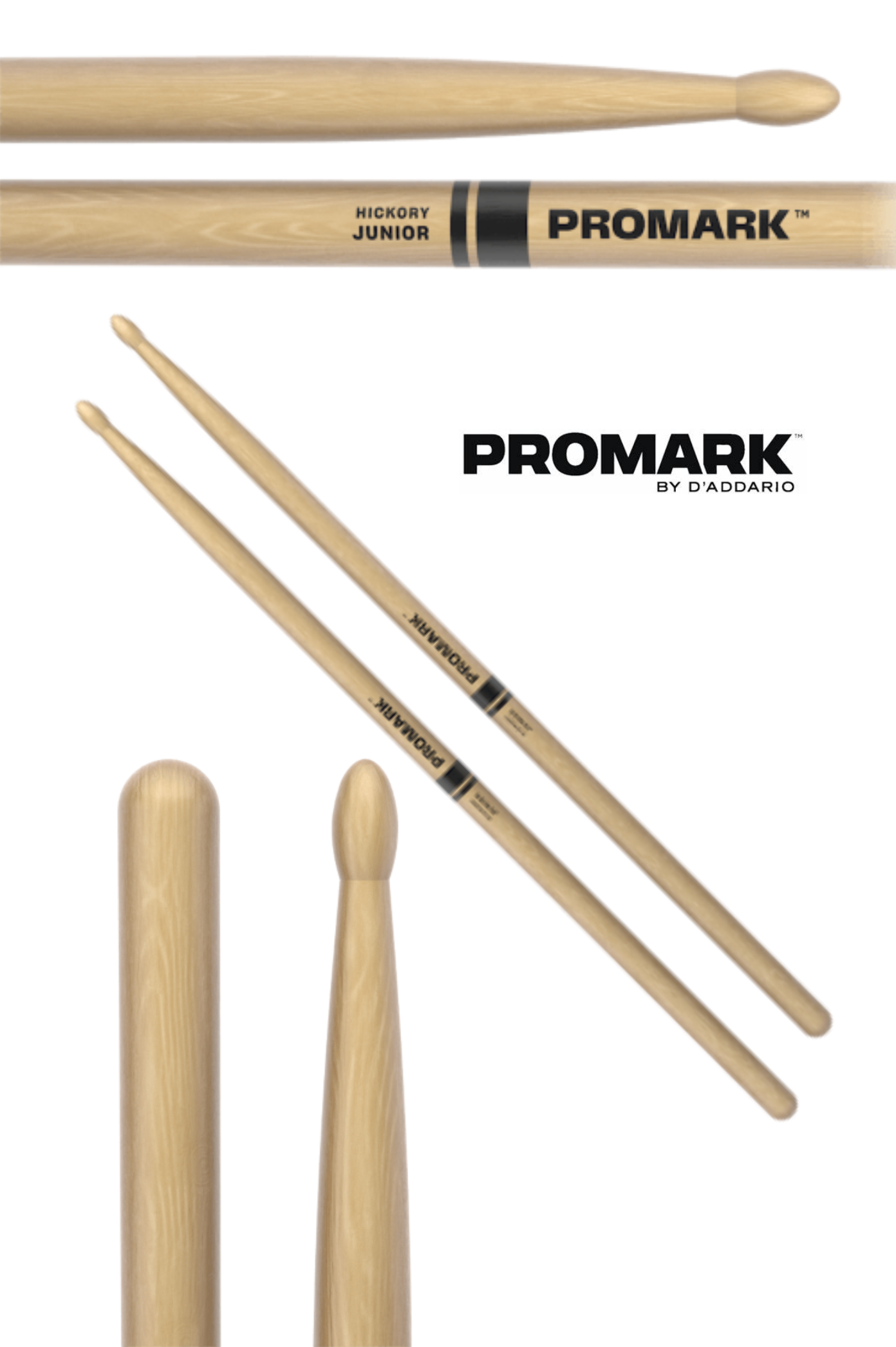 ProMark TXJRW Junior Hickory Drumstick - Oval Wood Tip
