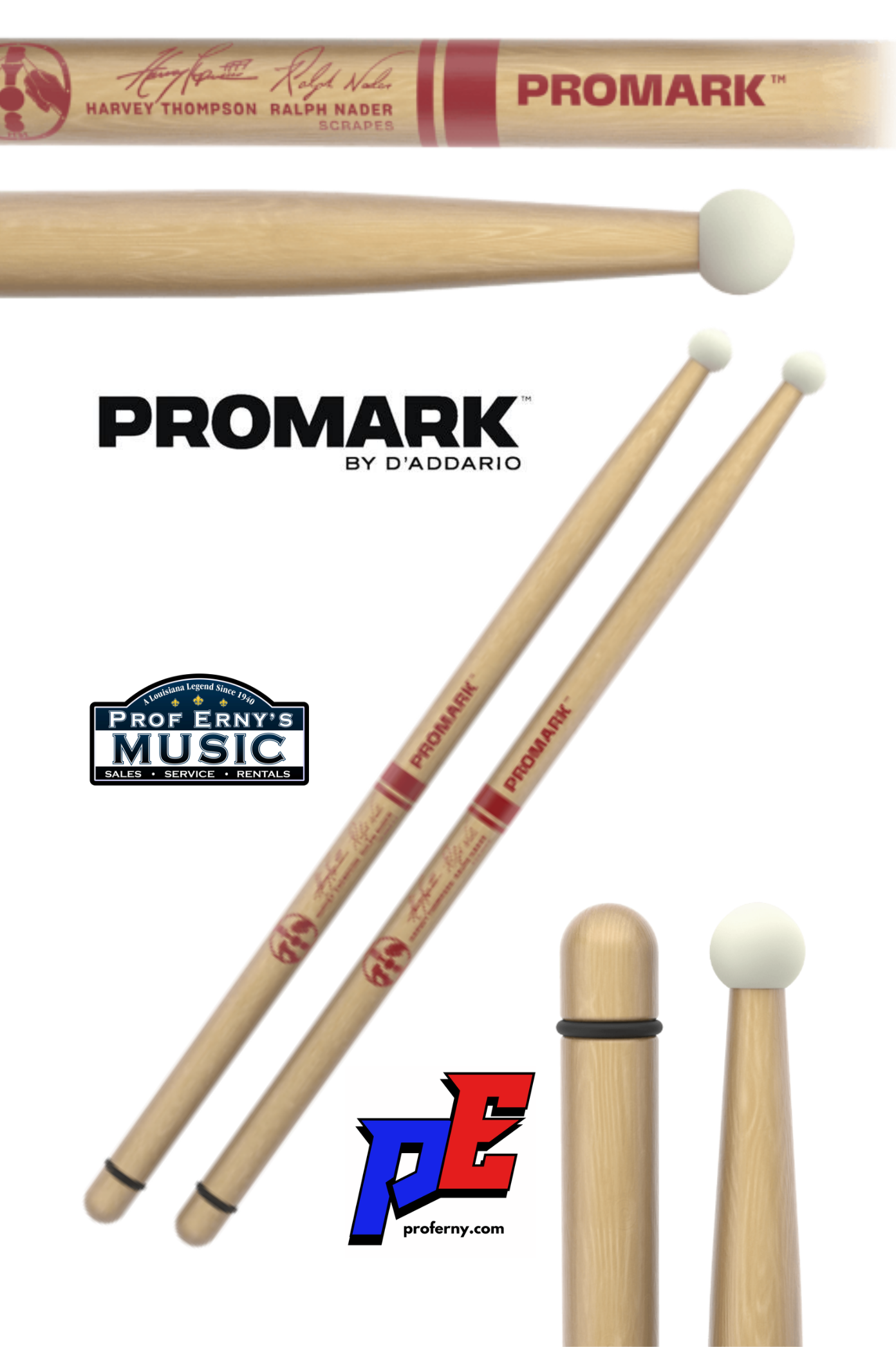 ProMark BYOS "Scrapes" Signature Marching Drumstick - Nylon Tip