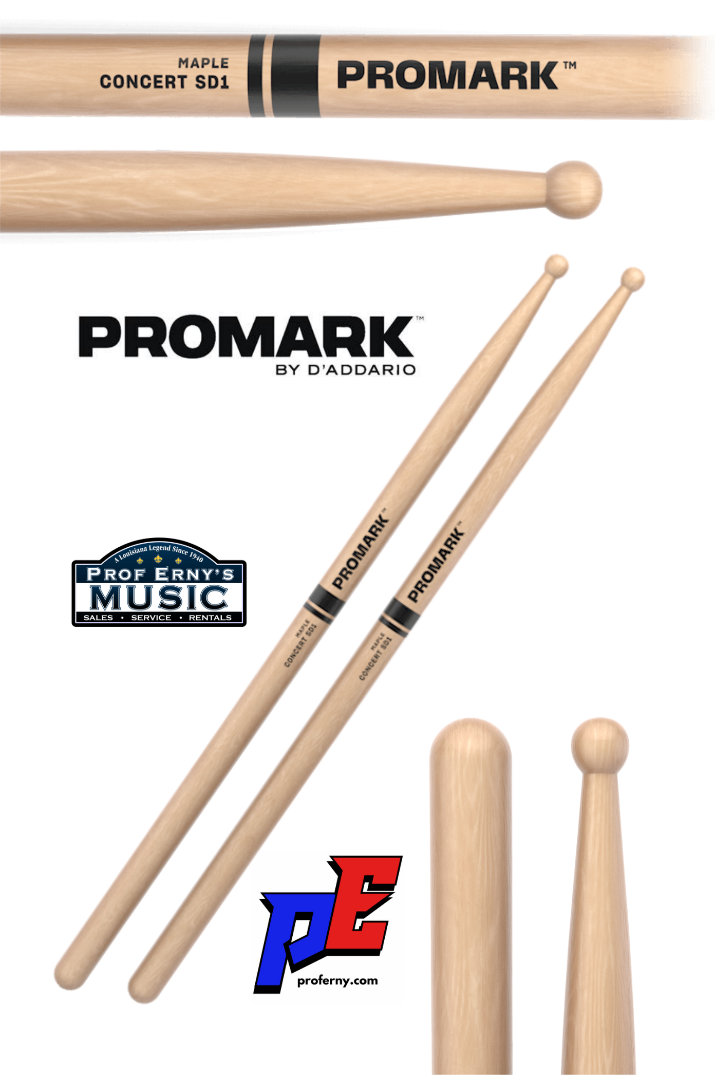 ProMark SD1 Concert Drumsticks - Maple - Wood Tip