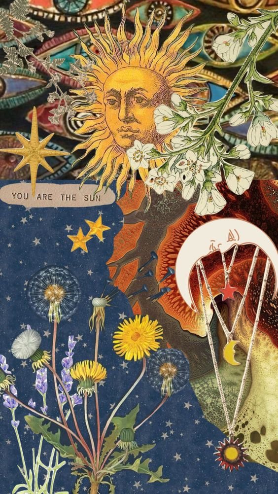 Trippy sun, herbs, moon