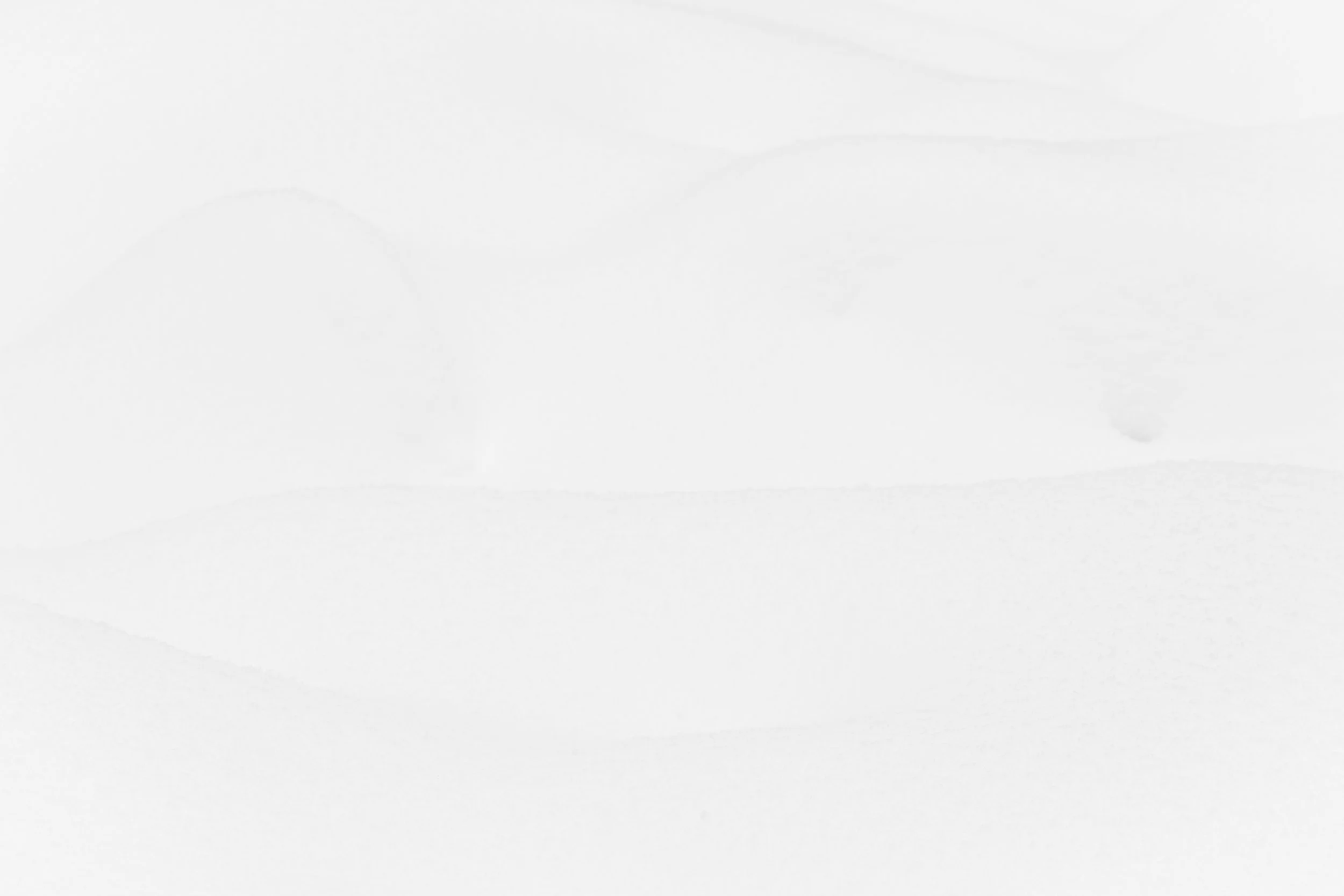 Paysage de neige minimaliste où les reliefs se devinent à peine.  Minimalisme