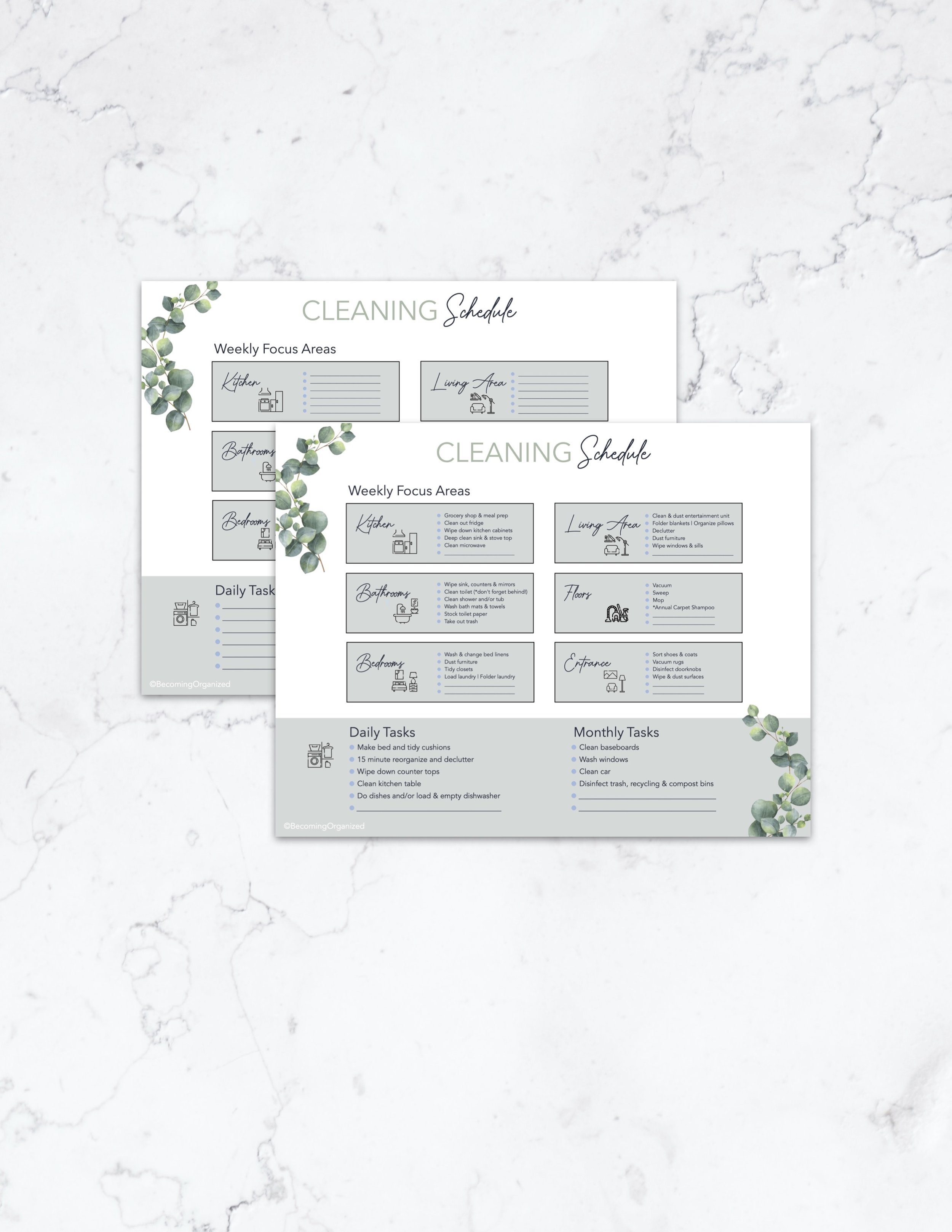 Cleaning Planner and Schedule Template