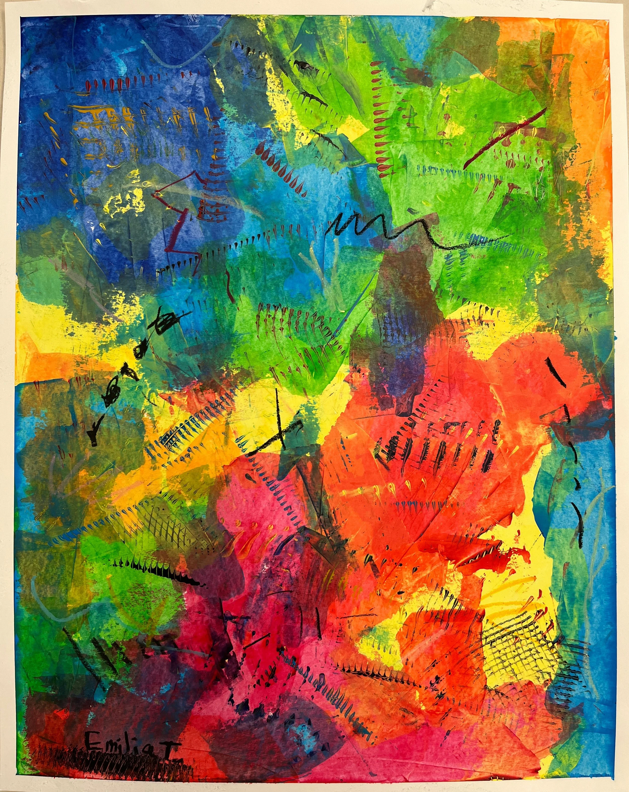 Scrape art - abstract painting