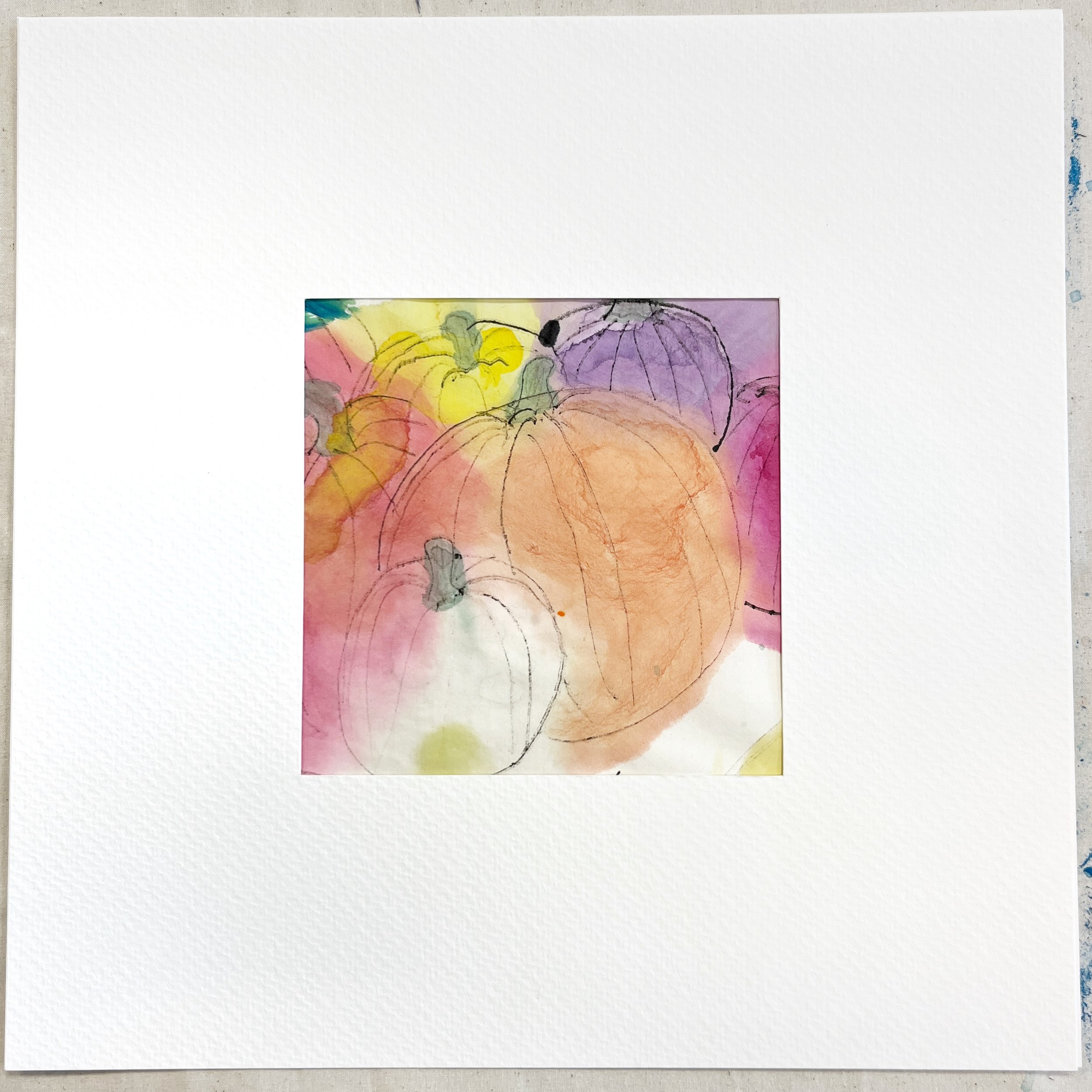 Sumi ink drawing - pumpkins