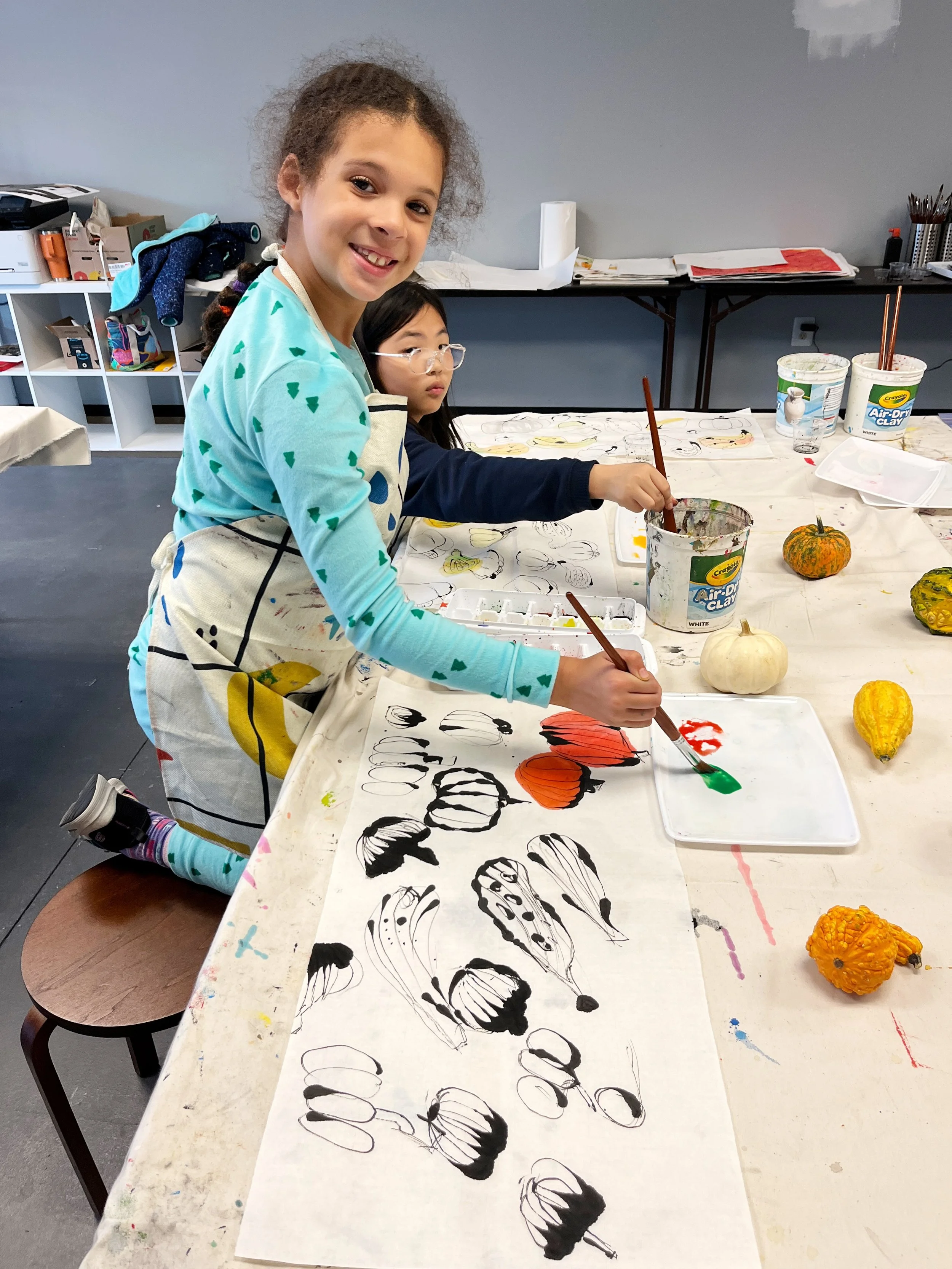 Sumi ink drawing - pumpkins