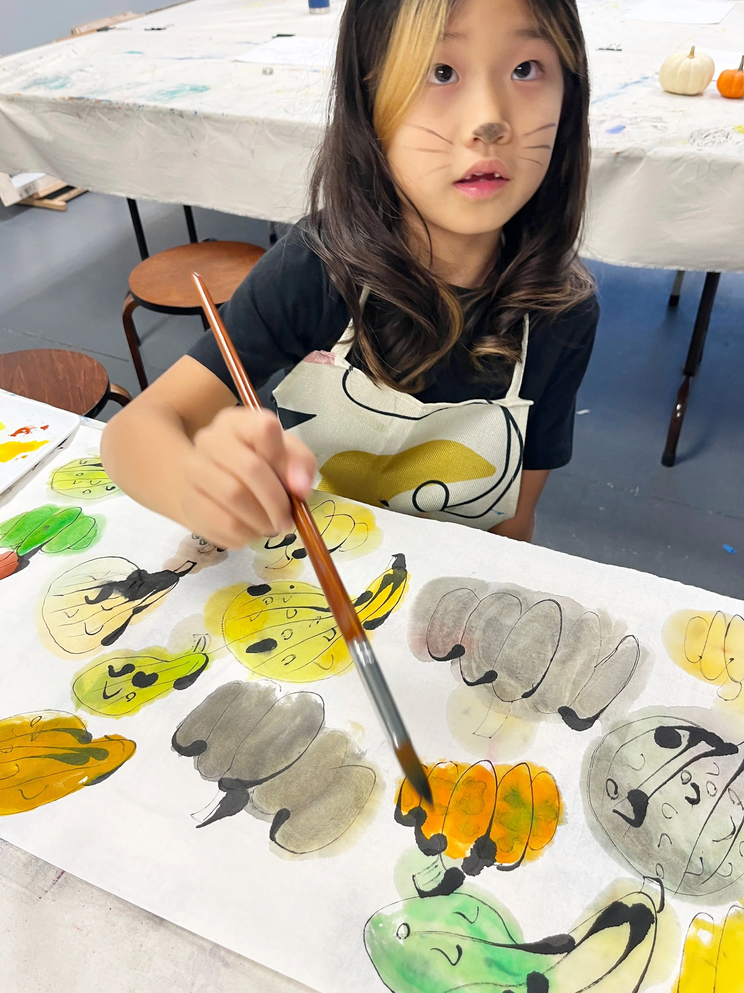 Sumi ink drawing - pumpkins