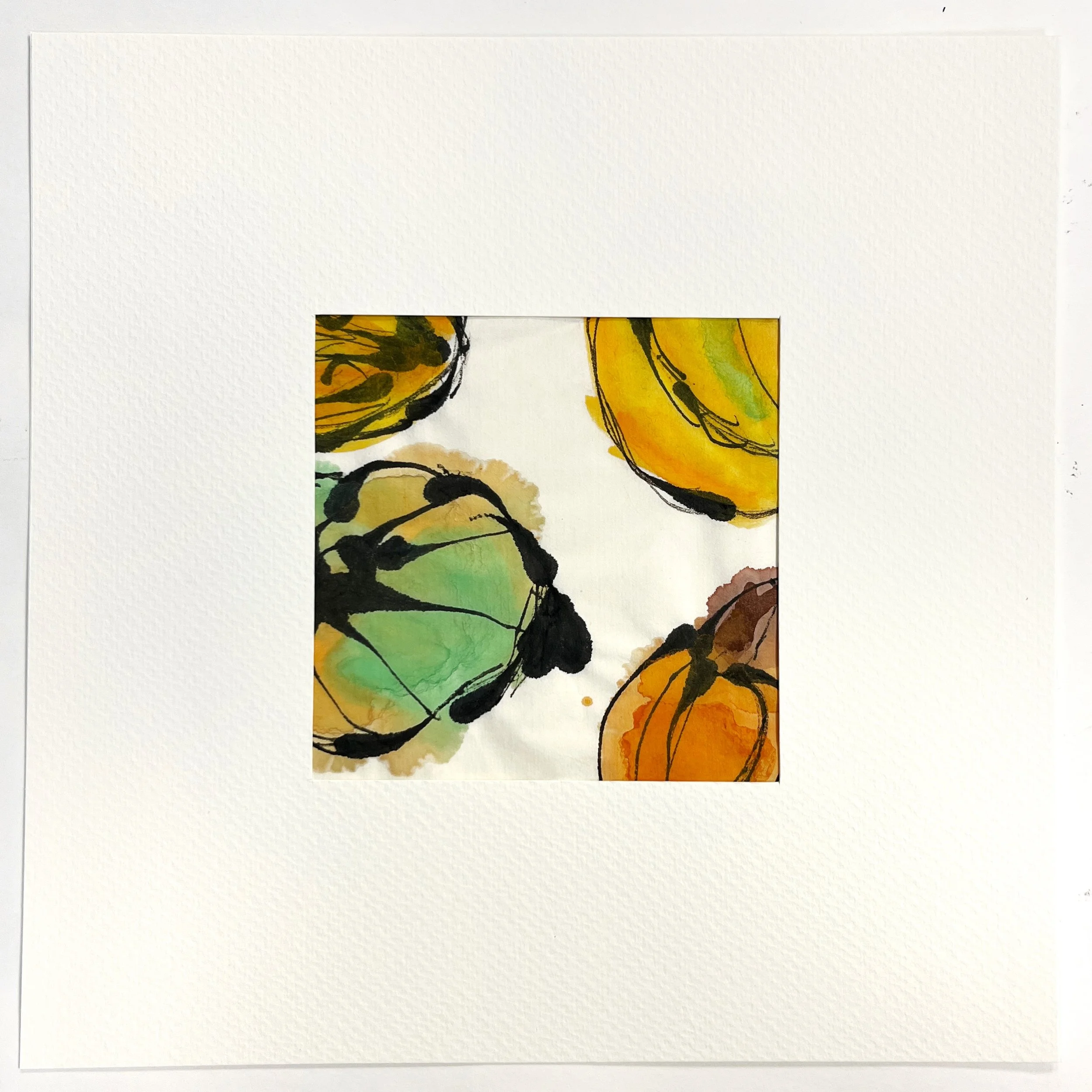 Sumi ink drawing - pumpkins