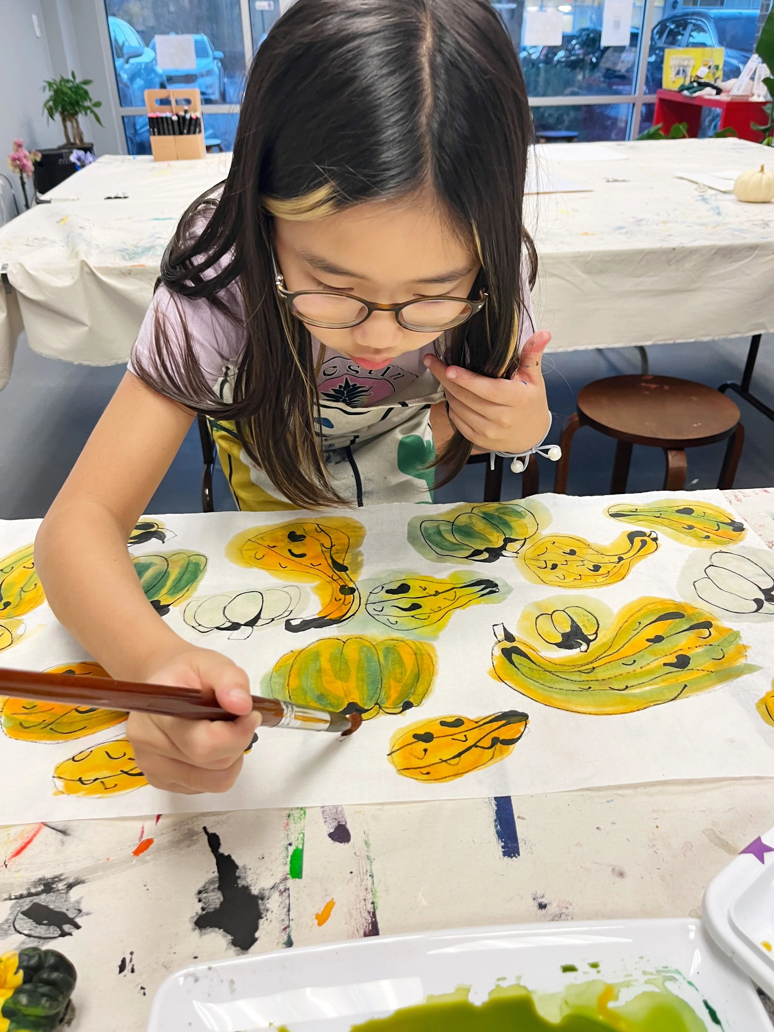 Sumi ink drawing - pumpkins