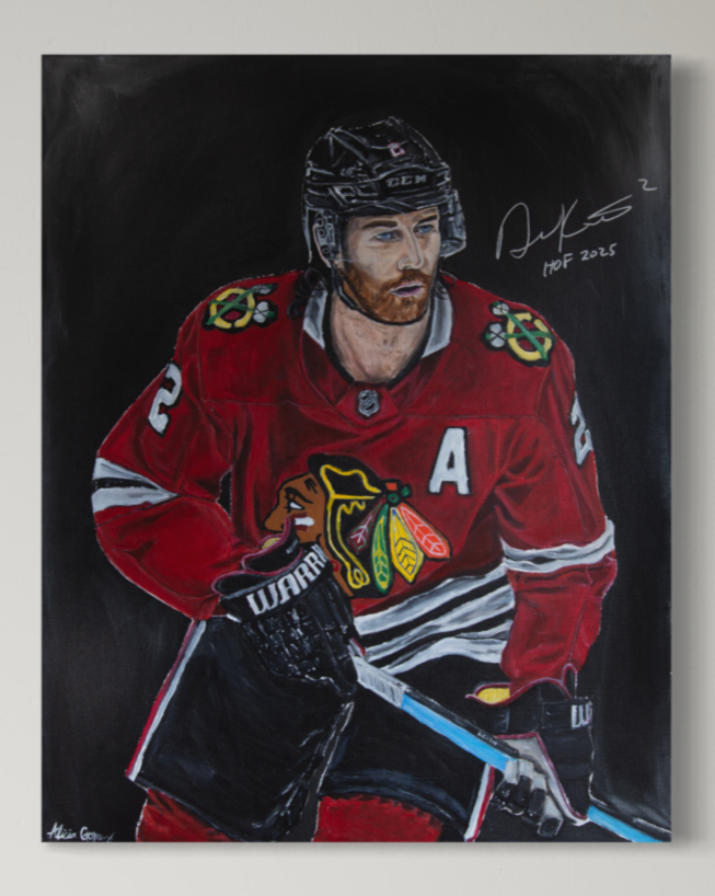 Painting of Chicago Blackhawks Legend Duncan Keith, signed by Duncan Keith.