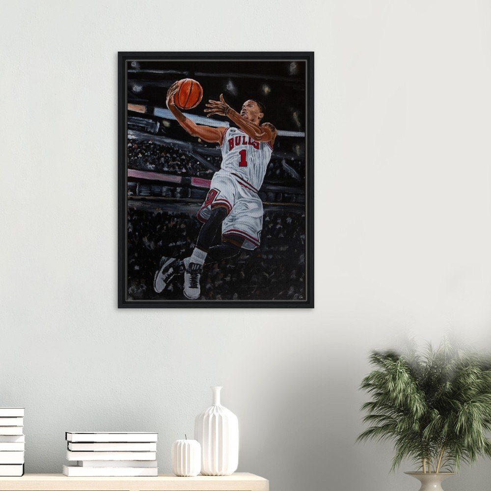 Derrick Rose, A Chicago Legend - Limited Edition Canvas Framed Print