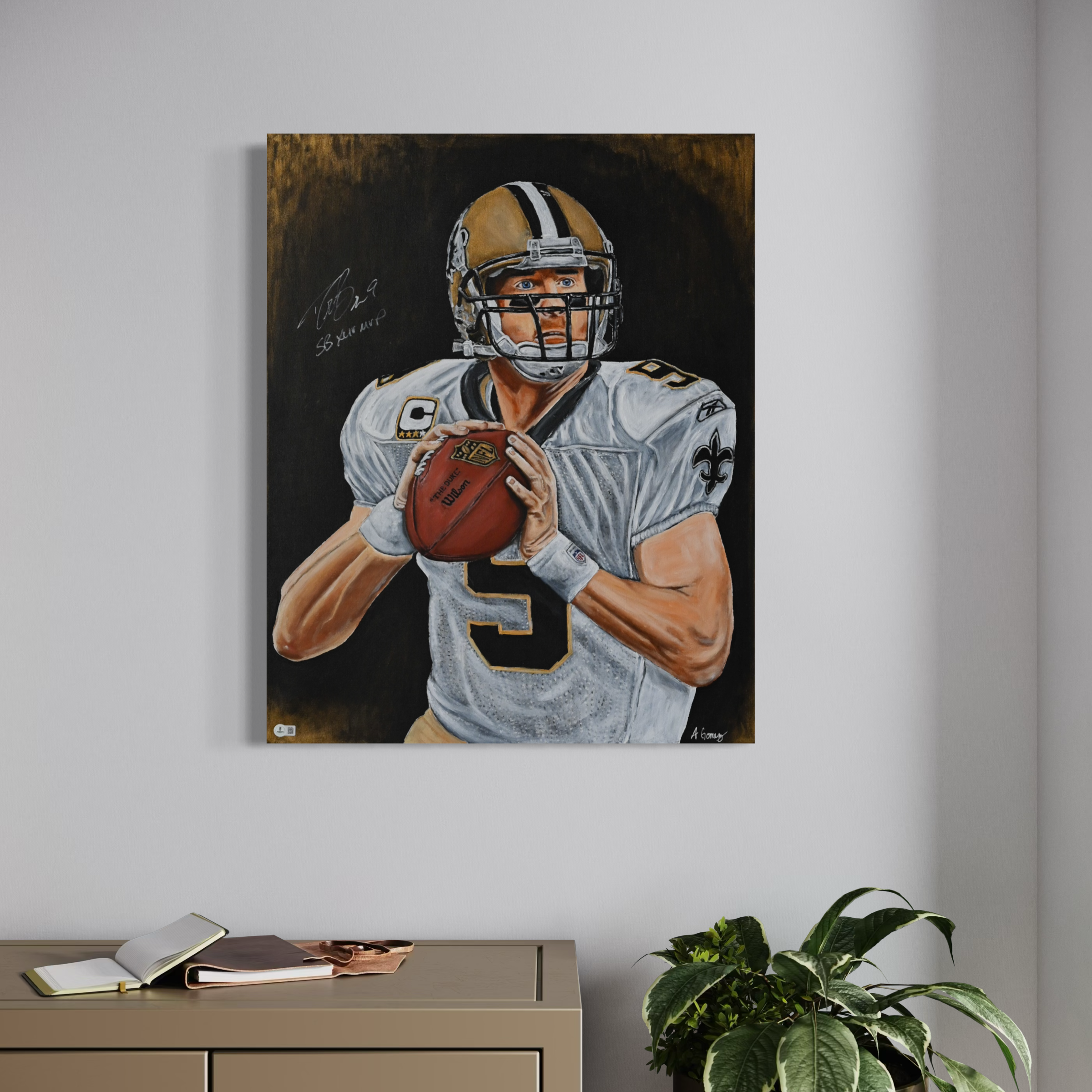 Drew Brees Signed One-of-One Original Painting