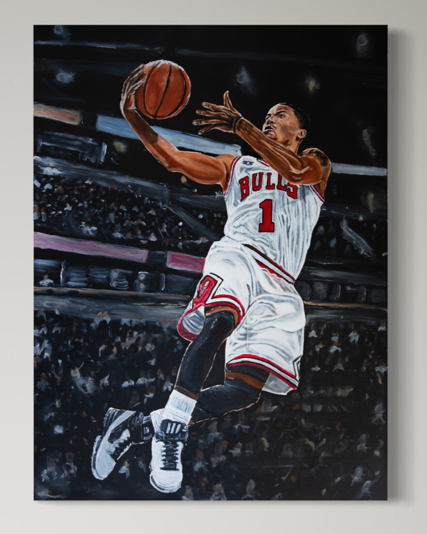 Painting of Derrick Rose, a Chicago Legend