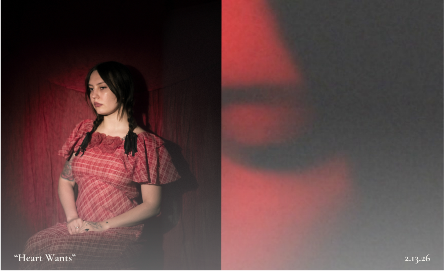 Promotional photos for Rina Ford's "Heart Wants" single, releasing 2.13.26