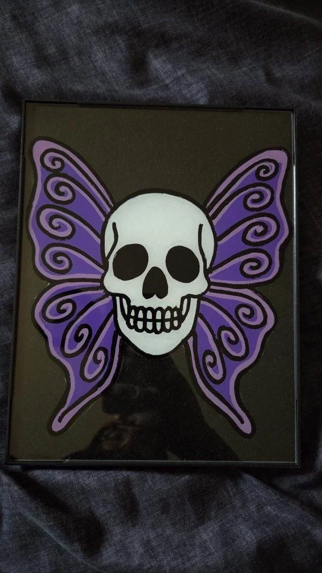 Skull Butterfly Painting