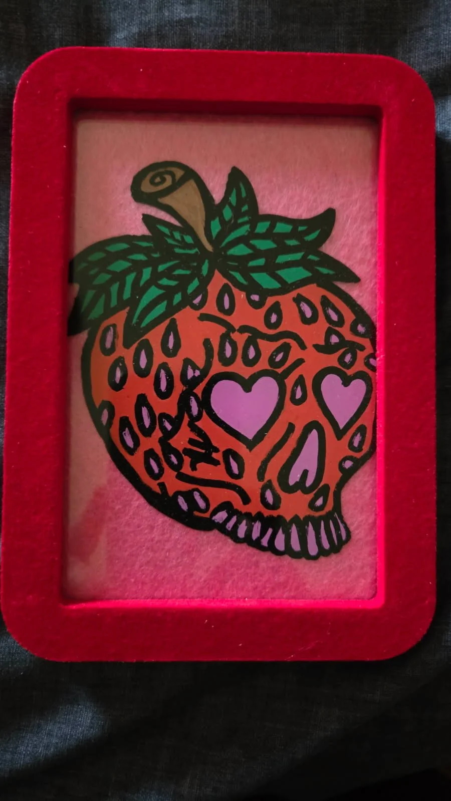 Strawberry Skull Painting