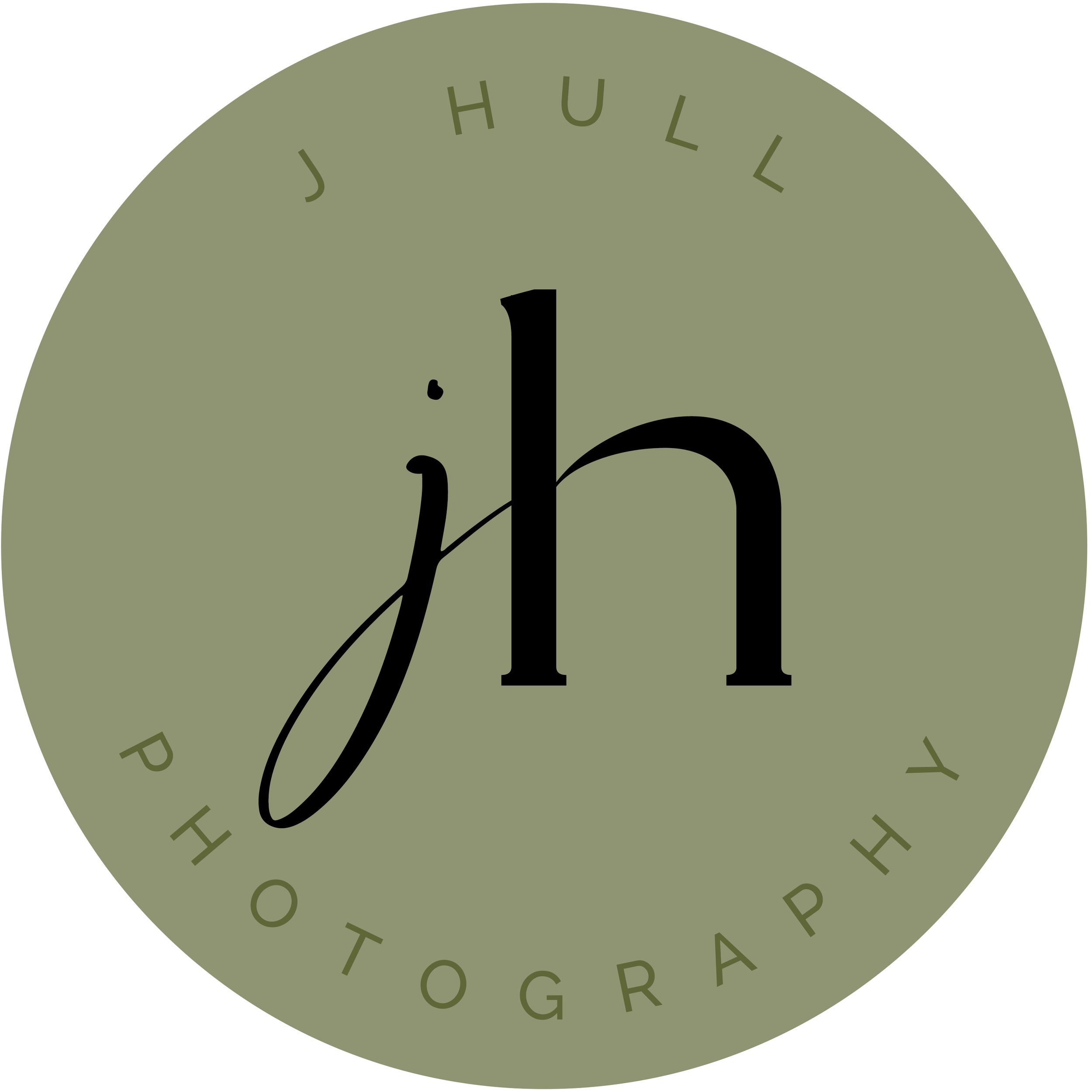 Logo with 'jh' in black on green background, text around reads 'J Hull Photography'.
