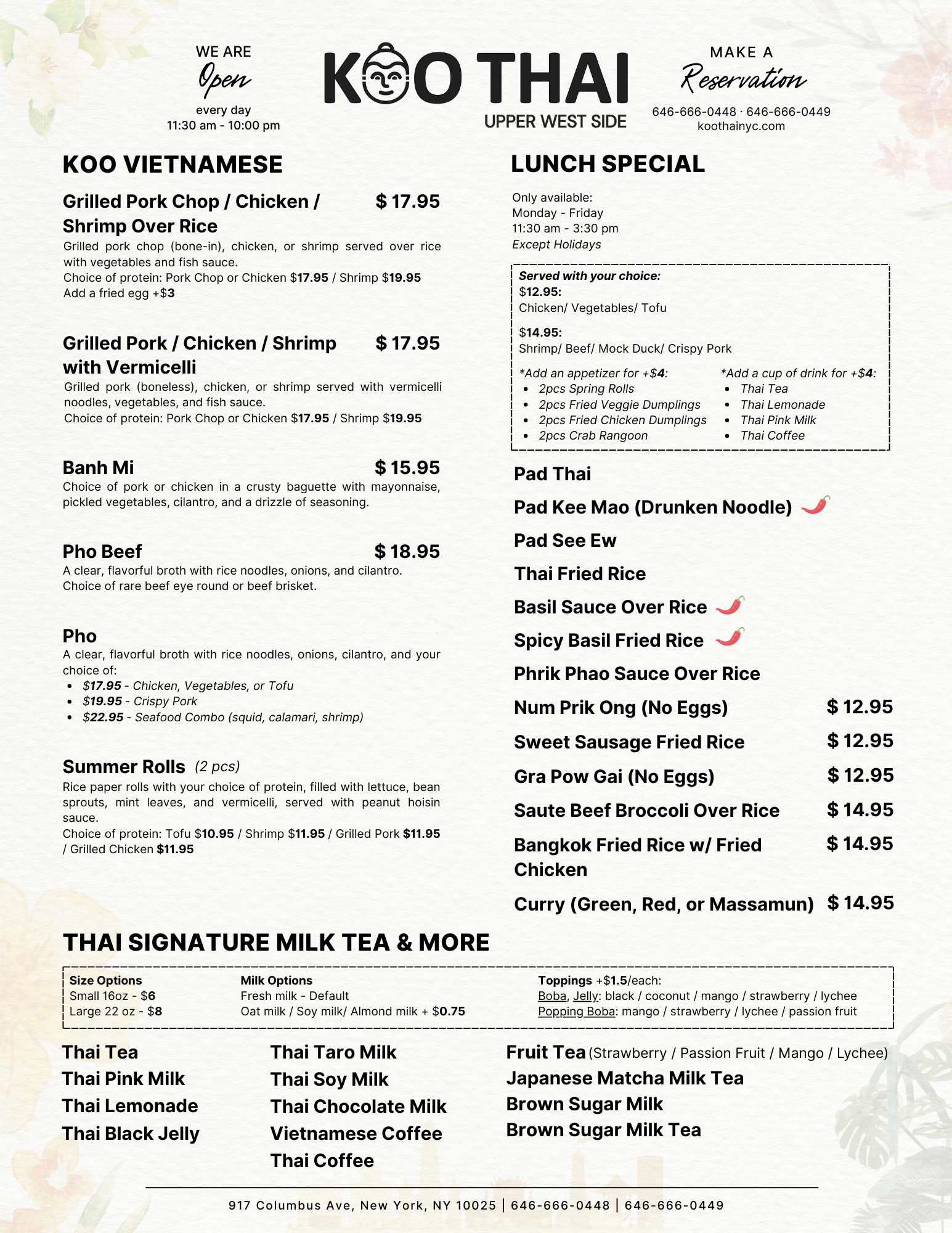 Koo Vietnamese / Lunch Special / Milk Tea