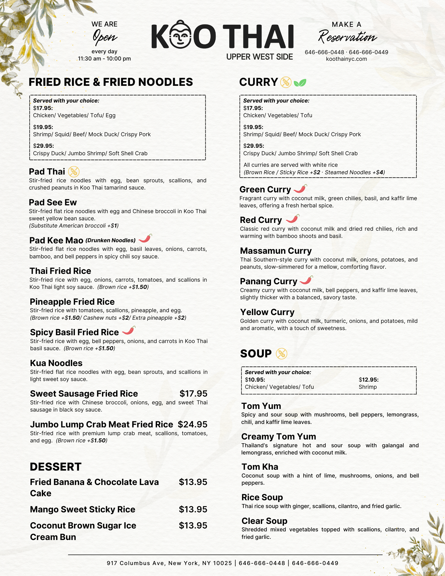 Fried Rice & Fried Noodles / Curry / Soup / Dessert