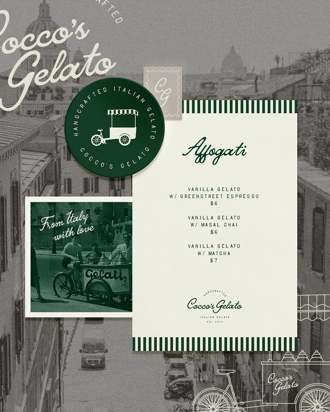 Finally getting around to sharing my absolute FAVOURITE project from last year! 😍🤍✨ I think I almost cried when the lovely Jenn and Matt from @coccos.gelato approached me for branding - classic Italian vibes? A classy but playful aesthetic? GELATO?